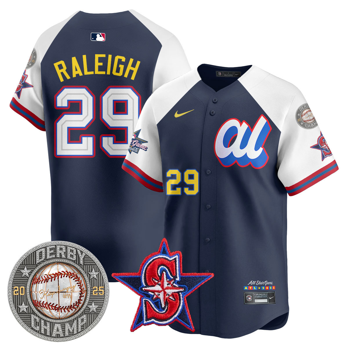 Alternative view of Braves All-Star Navy Jersey - Nike Raleigh #3 - 2025 Edition