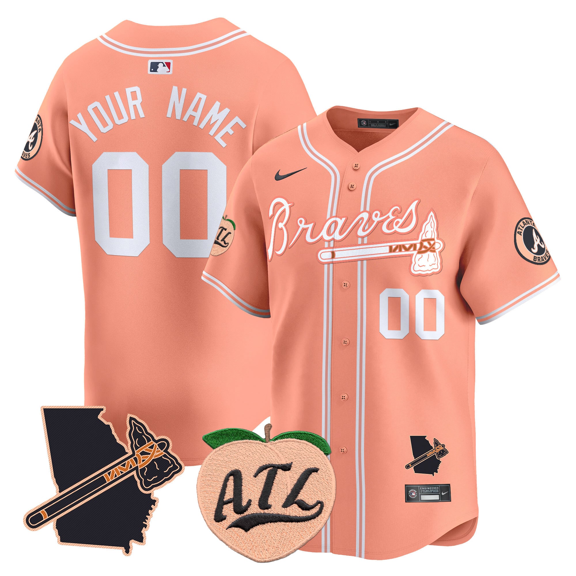 Alternative view of Braves City Connect Jersey - Nike - Cream Peach Accents