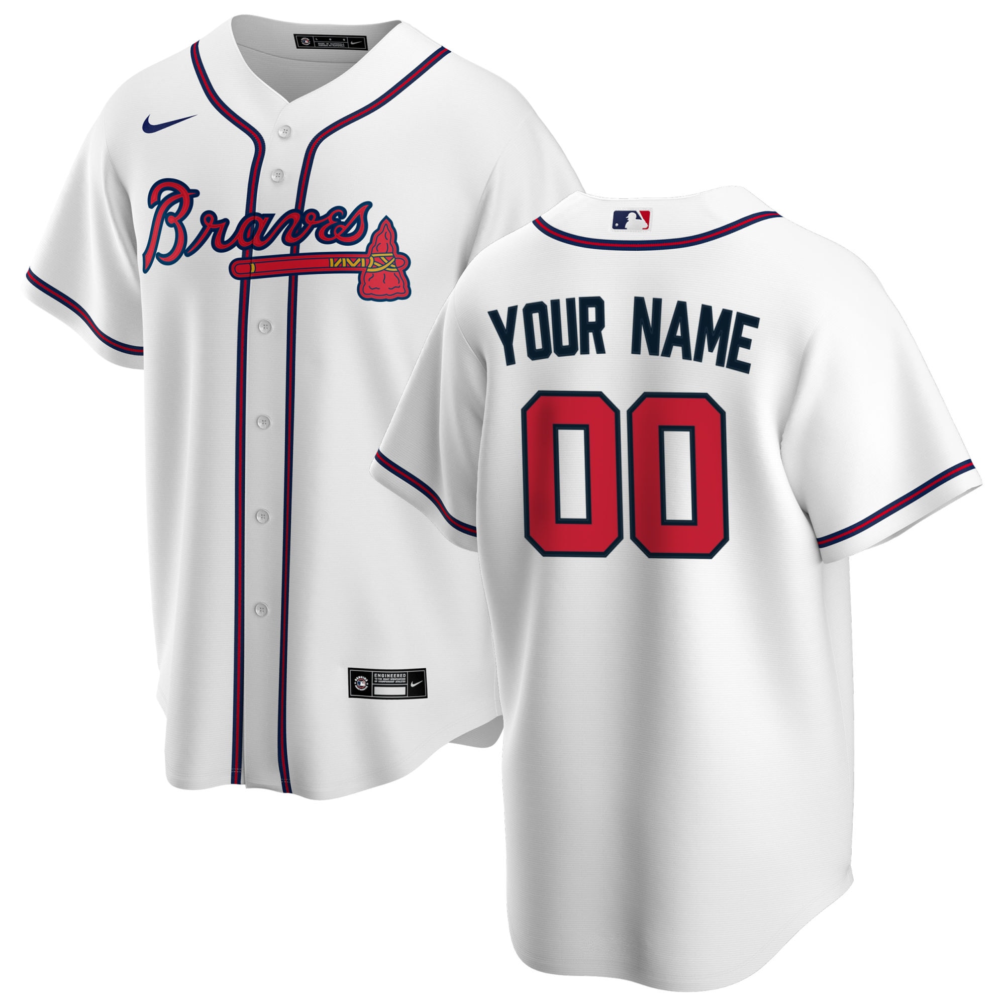 Braves Custom White Jersey nike - Nike Braves Custom White Home Jersey