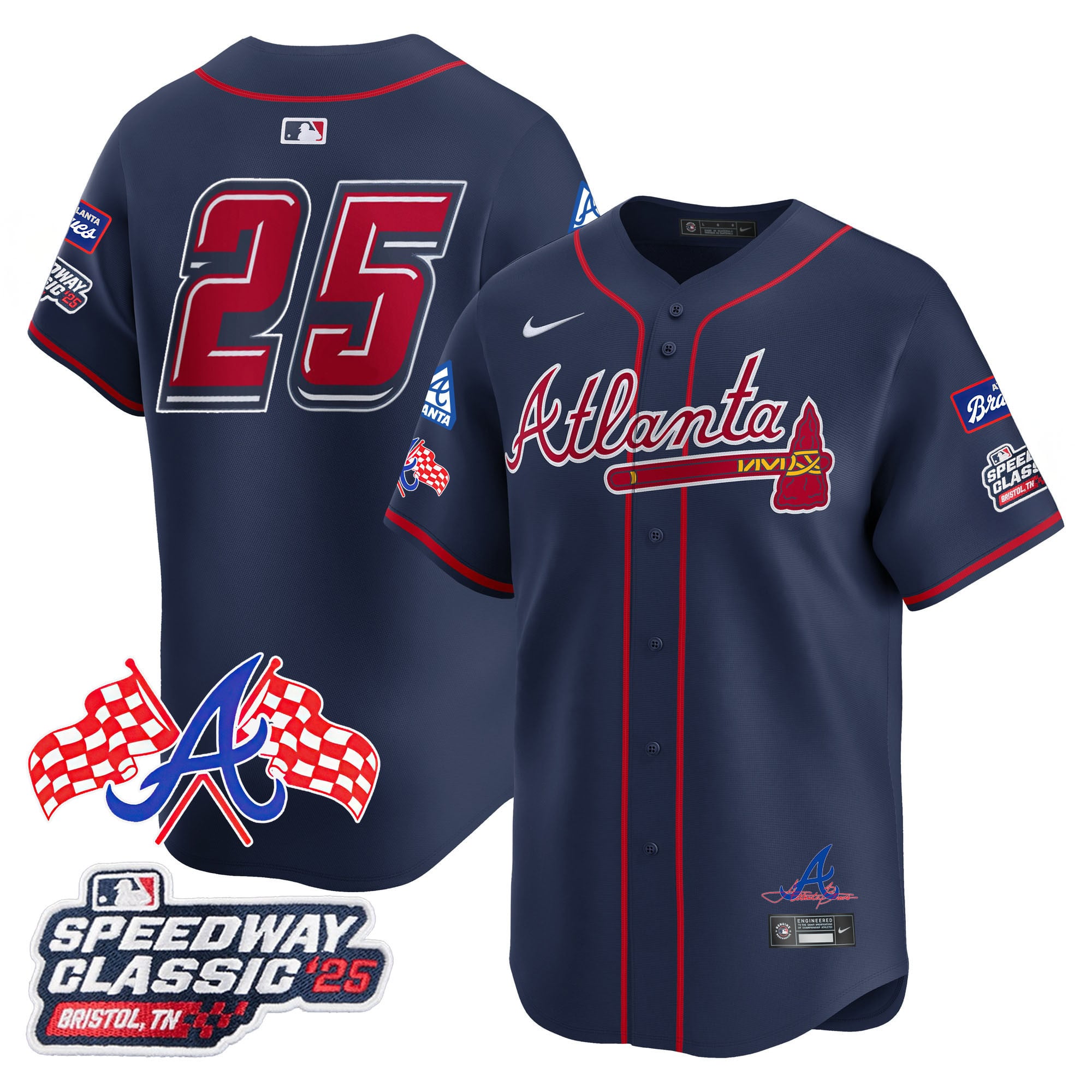 Alternative view of Braves Olson Speedway Jersey - Nike Braves Olson Speedway Classic