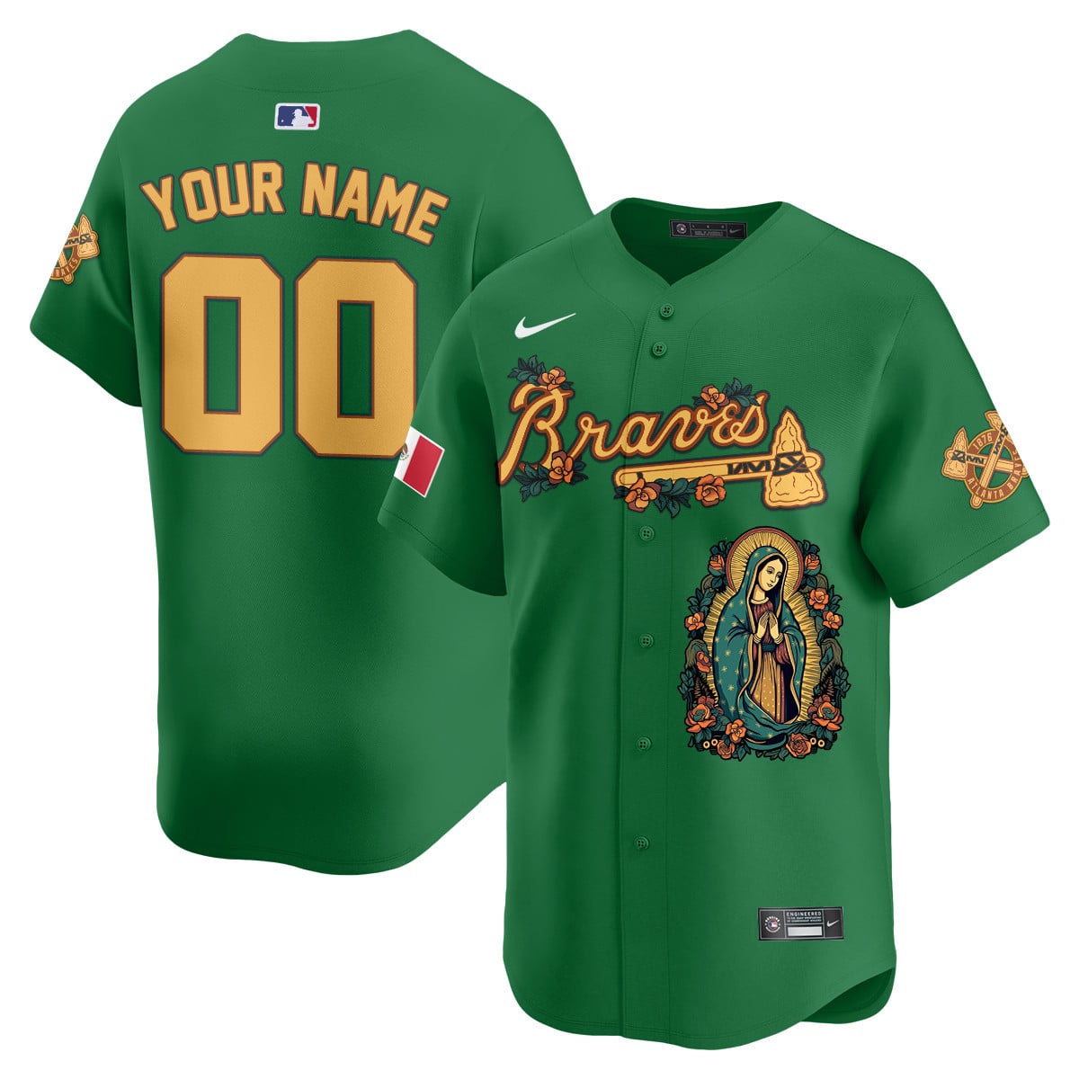 Alternative view of Braves Virgin Mary Jersey - Nike - Red Custom Edition