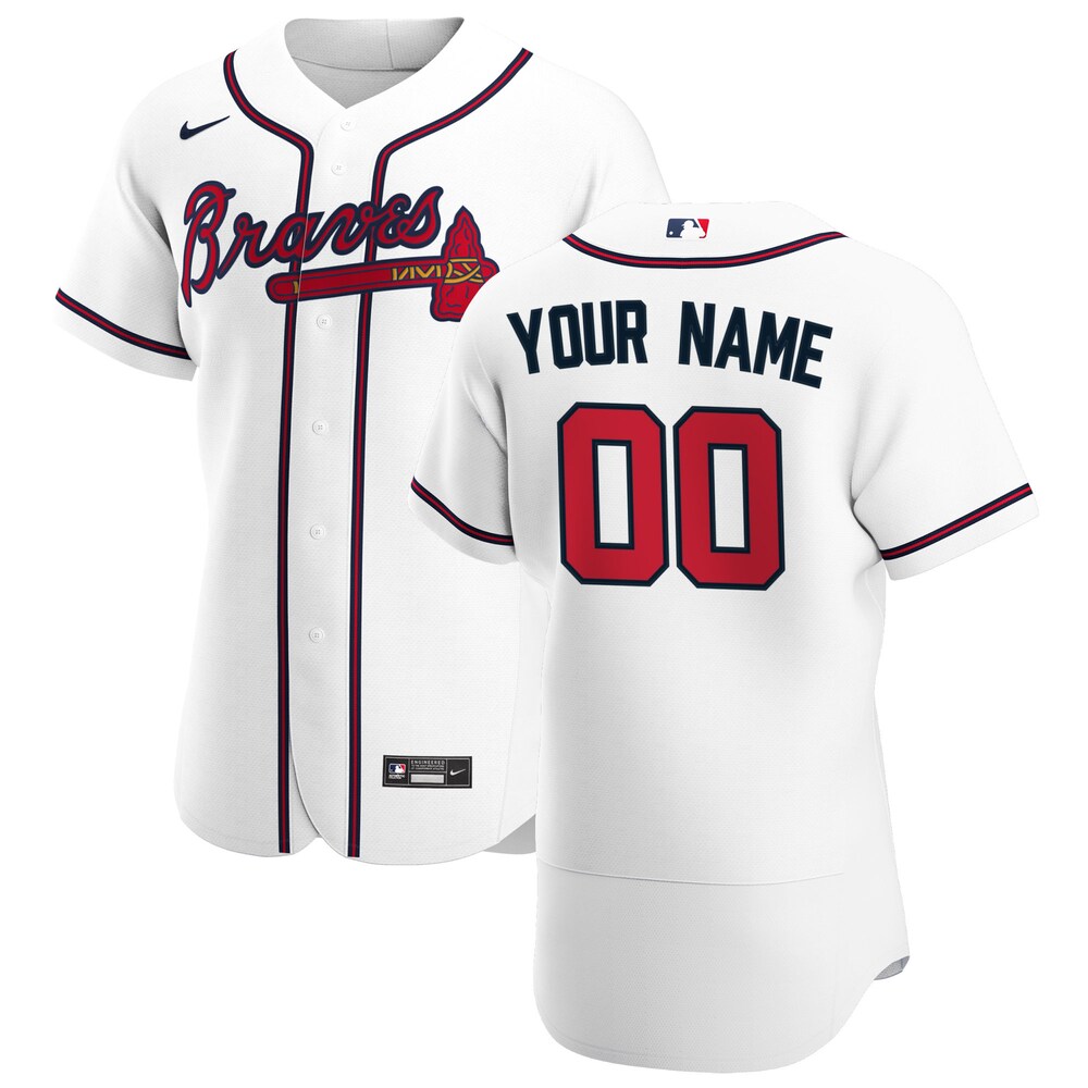 Braves White Home Custom Jersey nike - Nike Braves White Home Custom 3