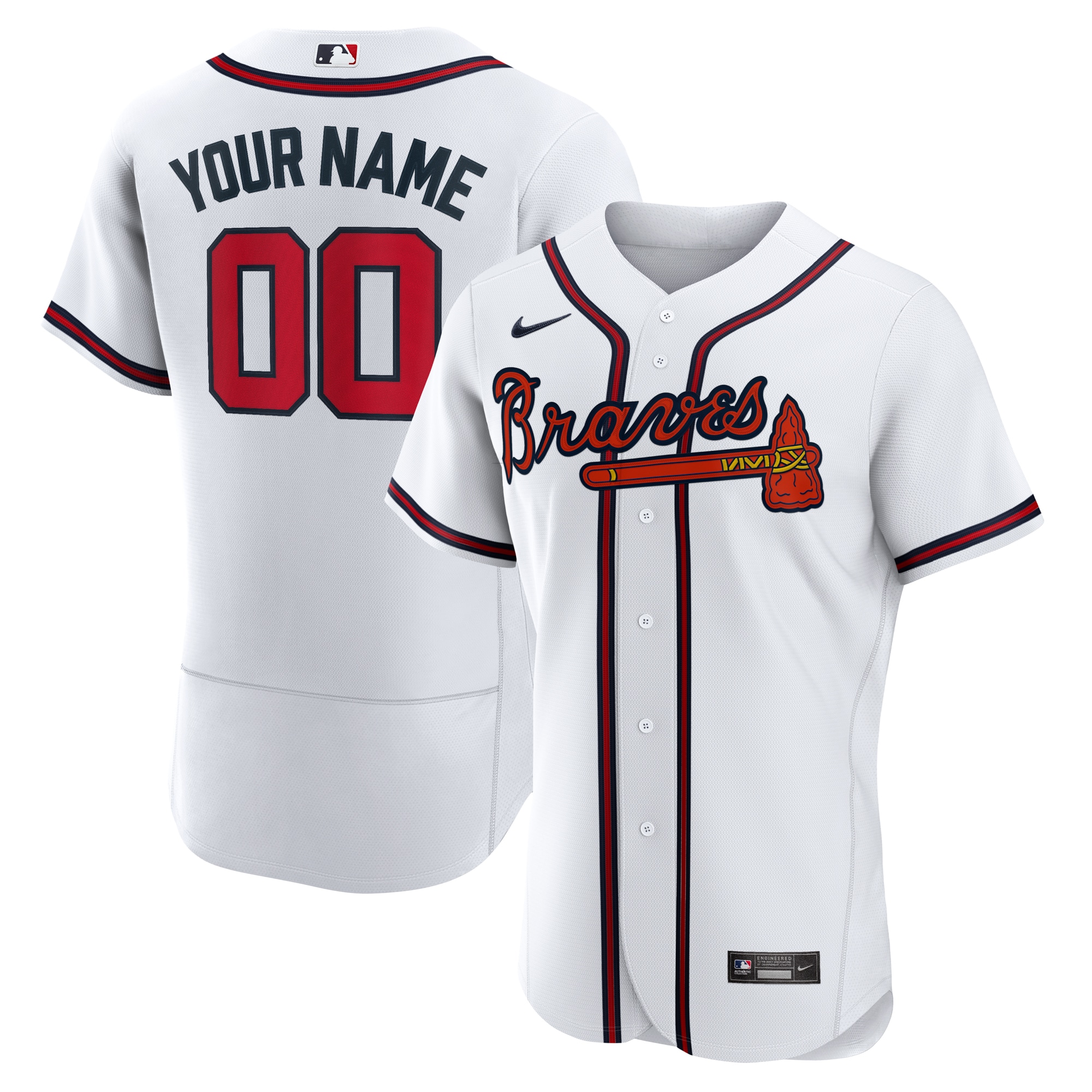 Braves White Home Custom Jersey nike - Nike Braves White Home Custom