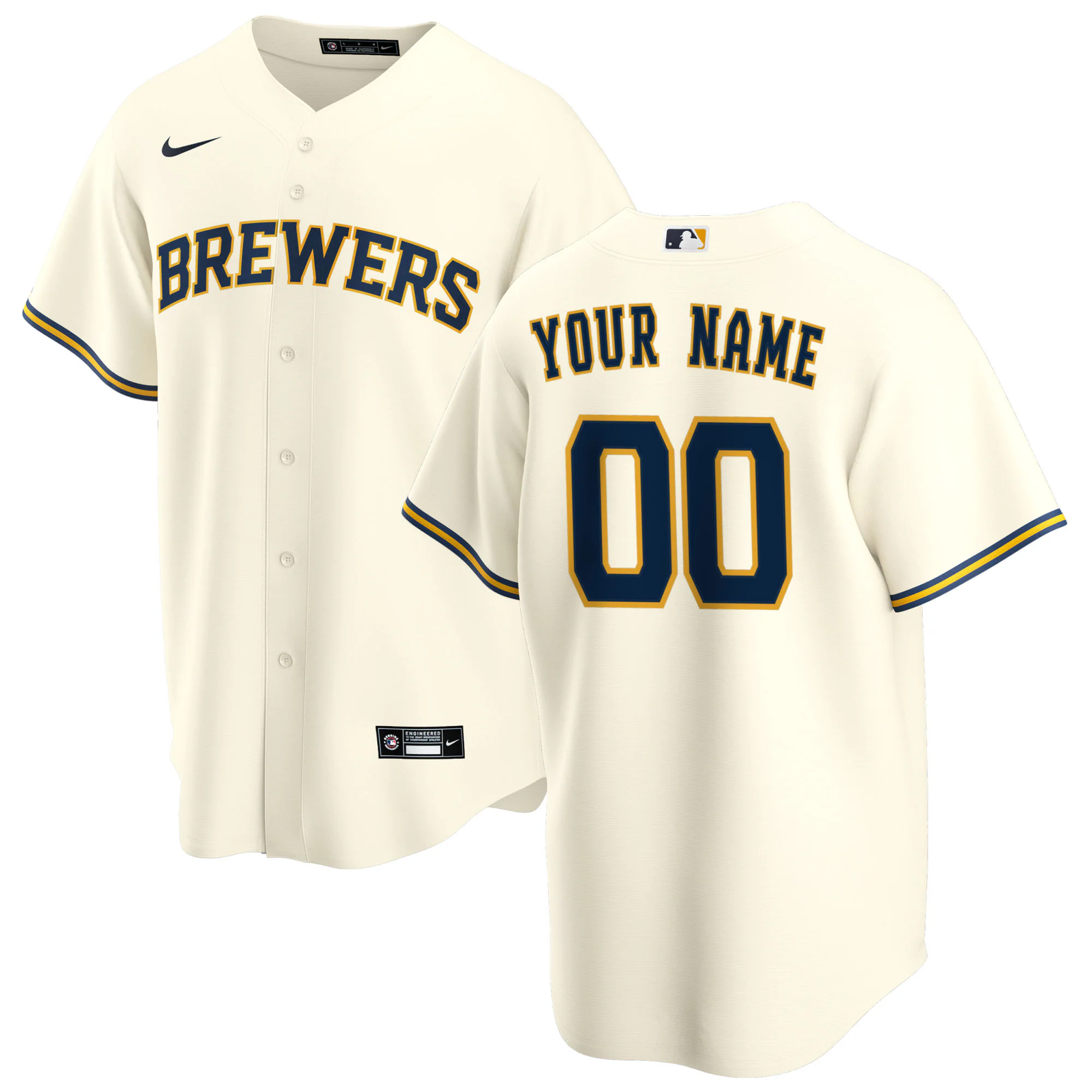 Brewers Cream Custom Jersey nike personalize - Nike Brewers Cream 3
