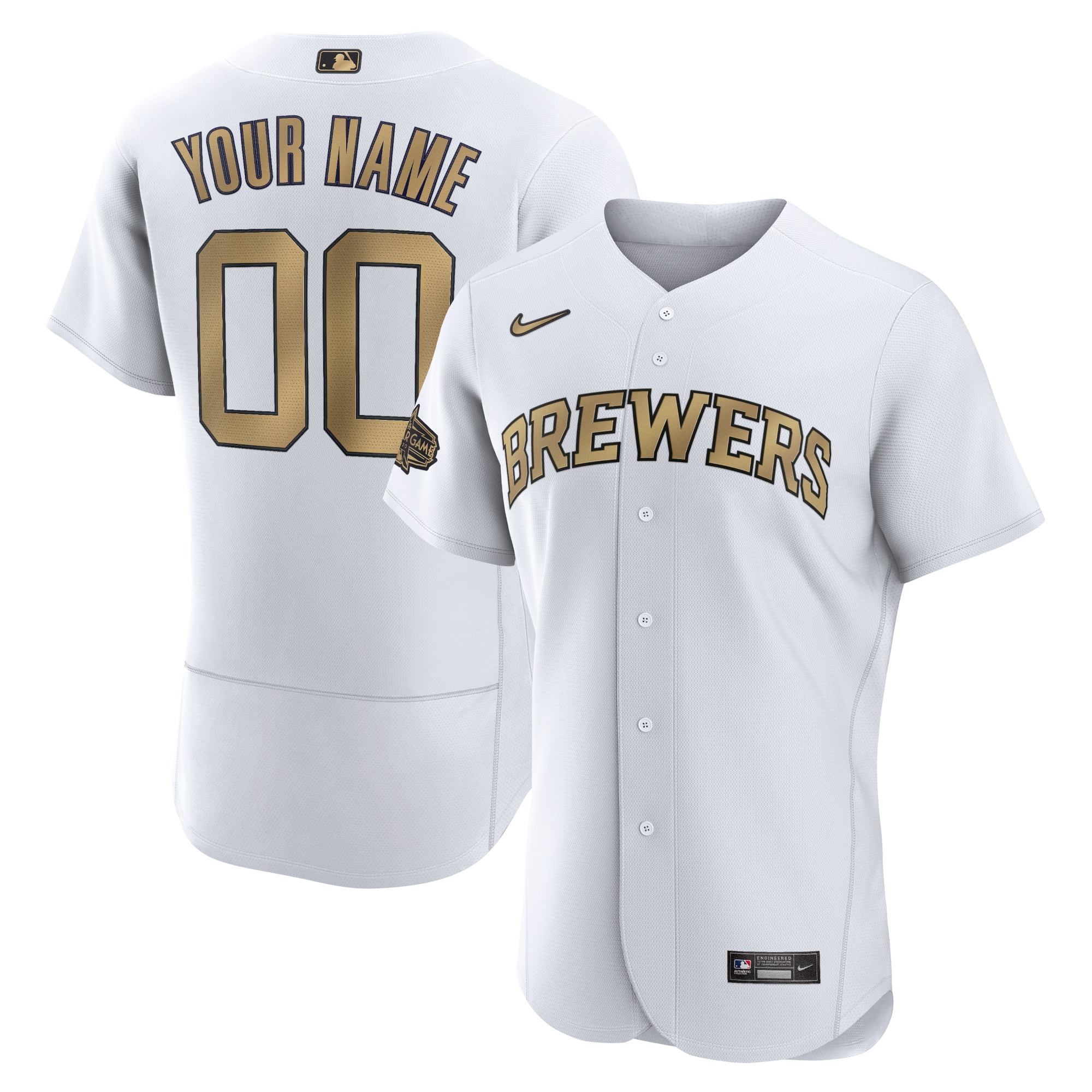 Brewers Gold Trim Custom Jersey - Nike MLB Authentic