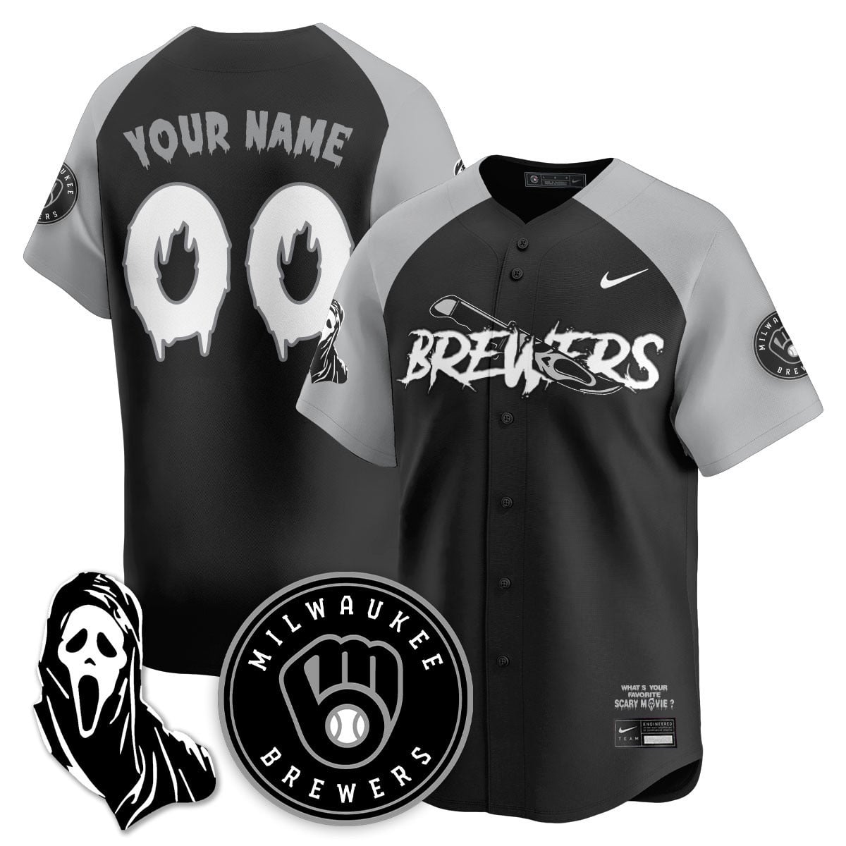 Brewers Scream Jersey - Nike - Custom Halloween Edition