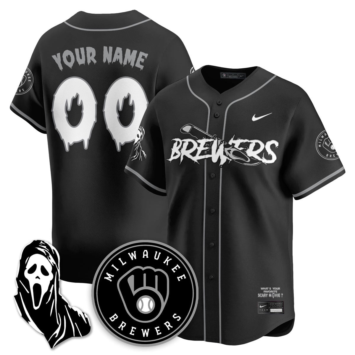 Alternative view of Brewers Scream Jersey - Nike - Custom Halloween Edition