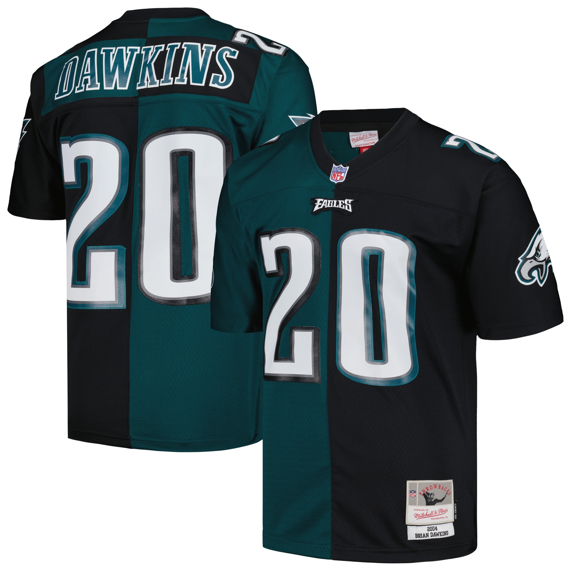 Brian Dawkins Philadelphia Eagles 2004 Split Legacy Jersey - Midnight Green/Black