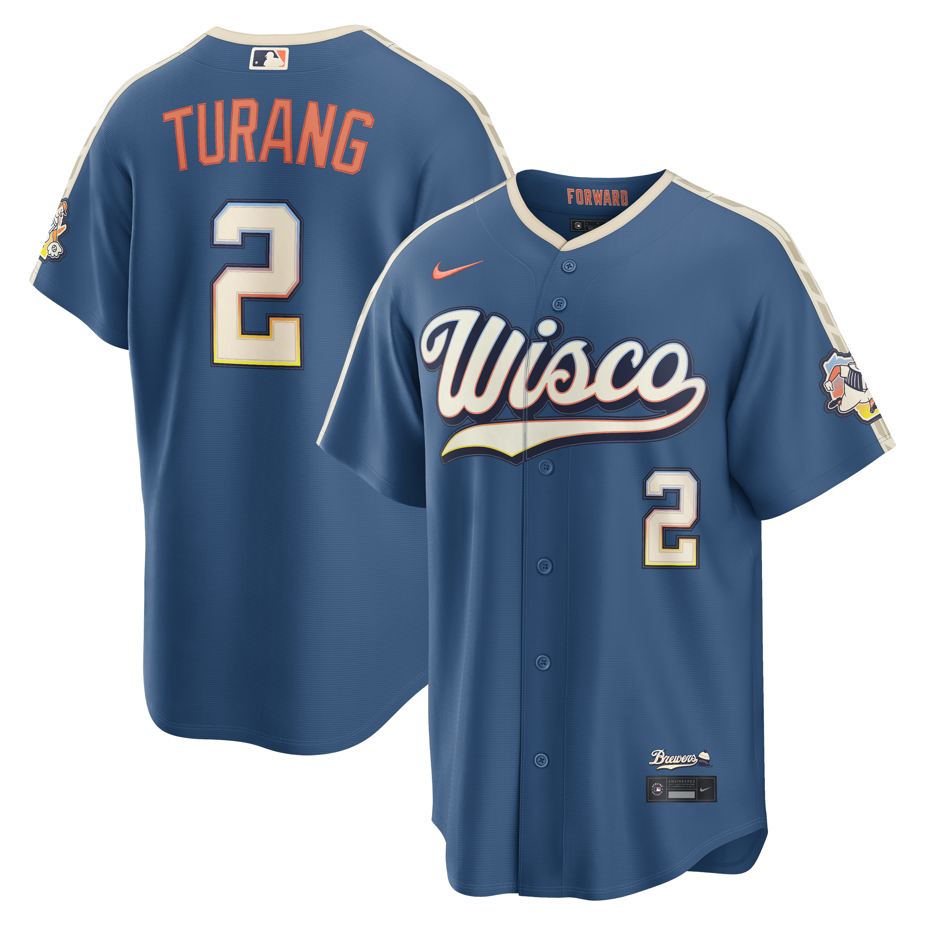 Brice Turang Milwaukee Brewers 2026 City Connect Stadium Jersey - Mineral Blue