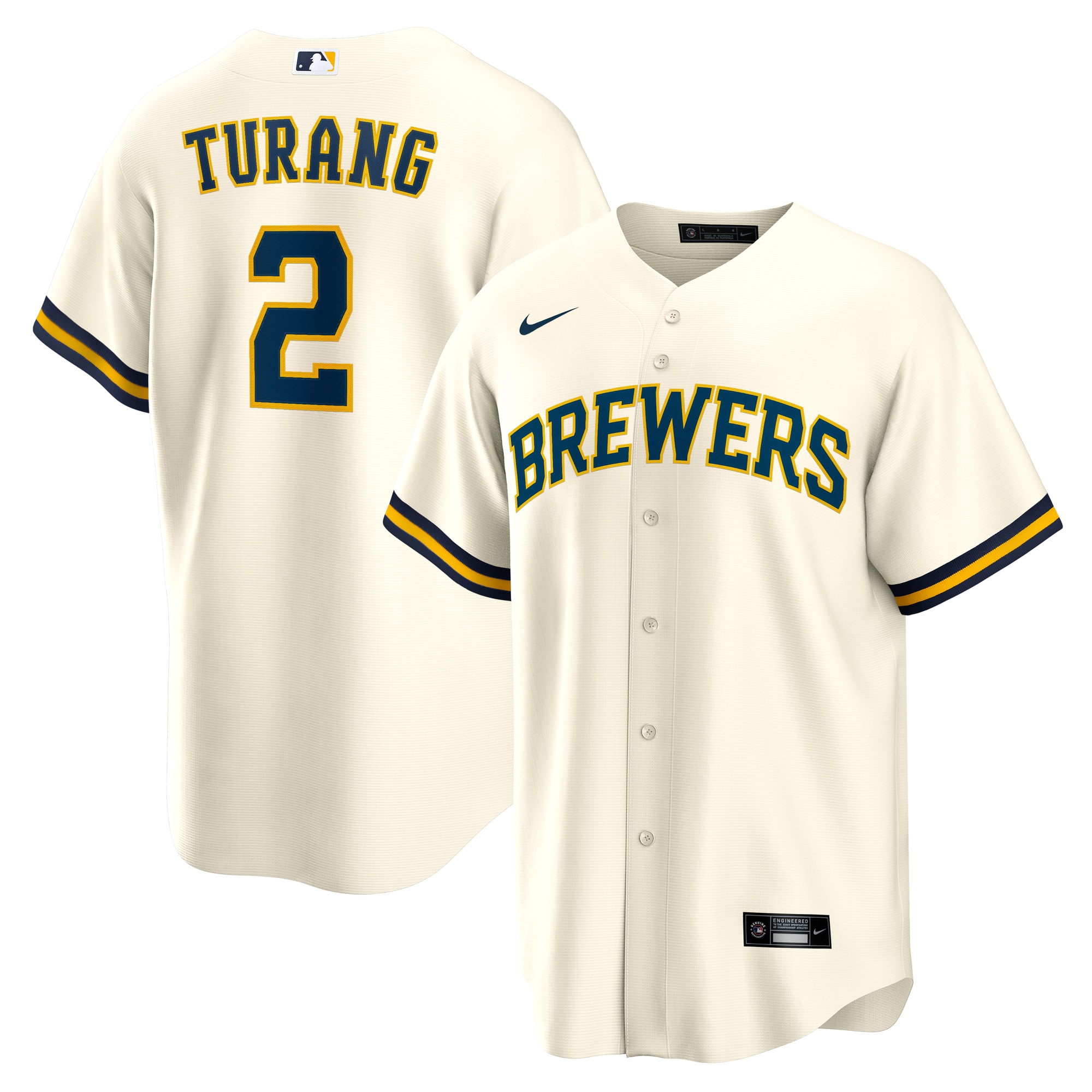 Brice Turang Milwaukee Brewers Home Jersey - Cream