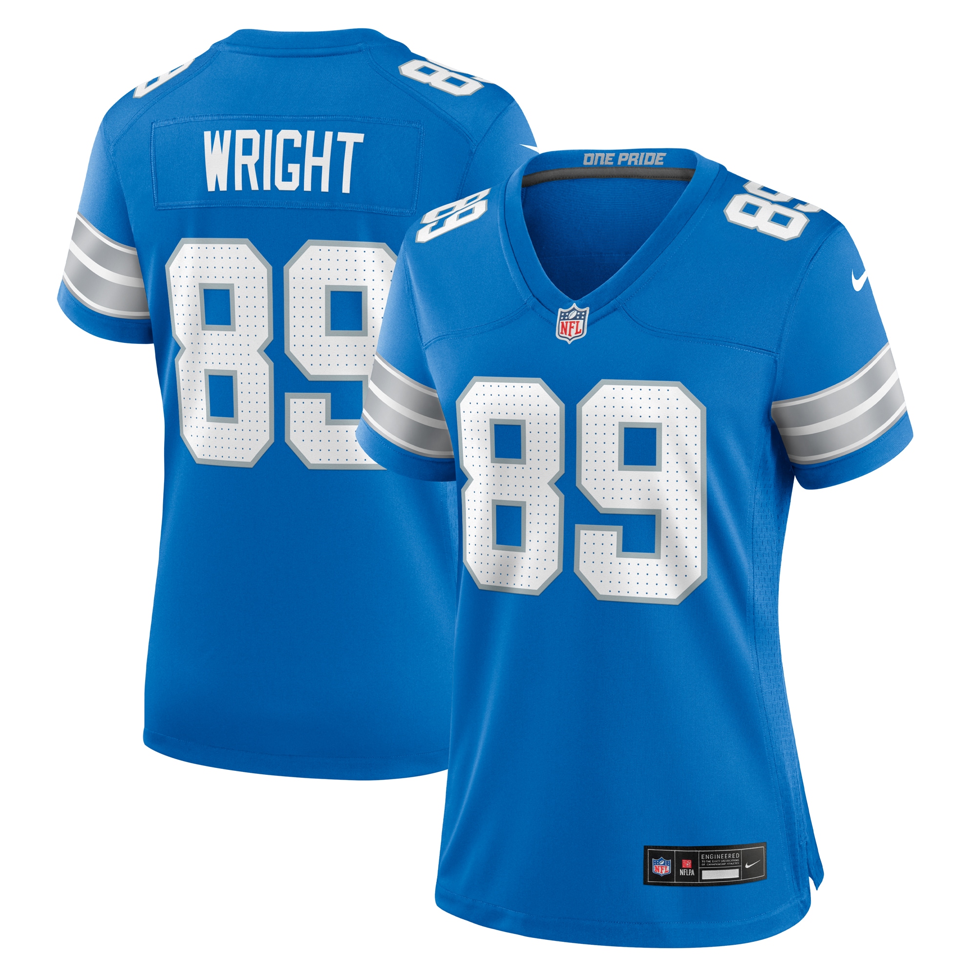 Brock Wright Detroit Lions Women's Team Game Jersey - Blue