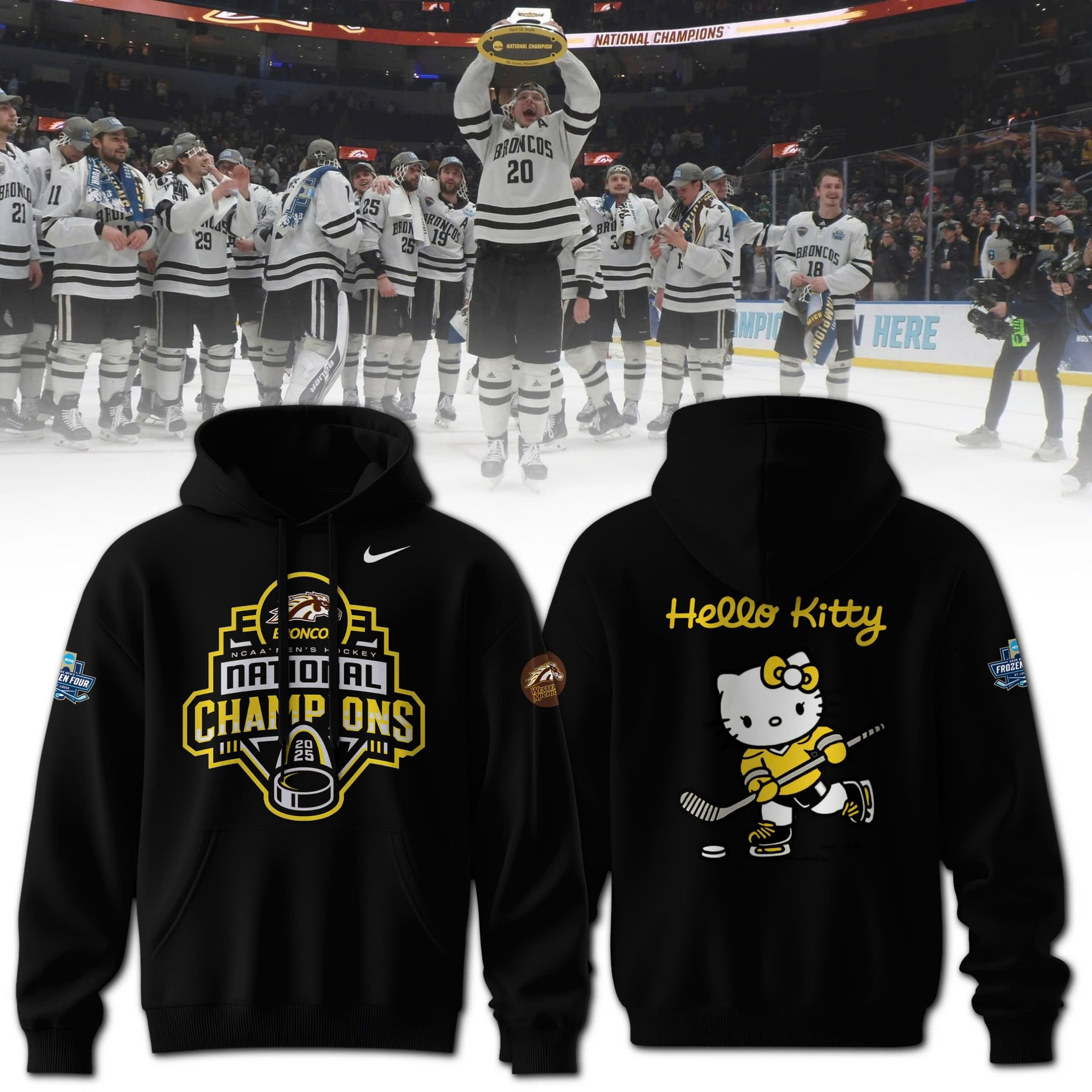 Alternative view of Broncos Hello Kitty Hoodie - Nike Broncos White Hoodie - National