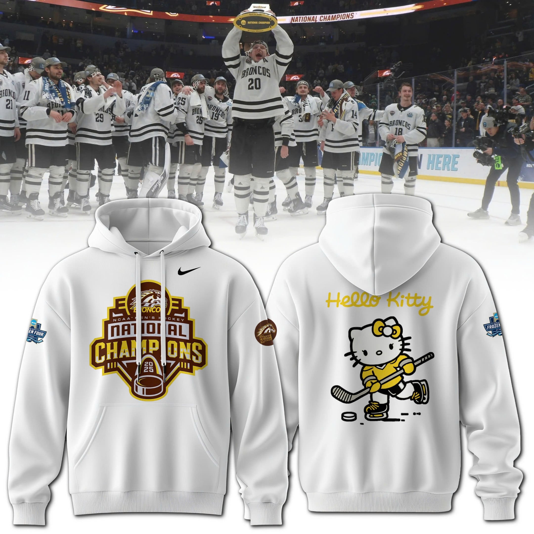 Broncos Hello Kitty Hoodie - Nike Broncos White Hoodie - National