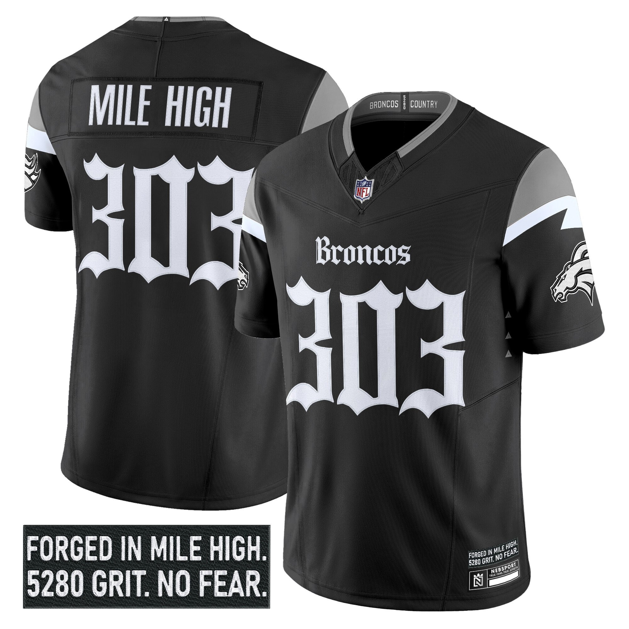 Alternative view of Broncos Nix Black Jersey - Broncos Nix #10 Black Alternate Jersey
