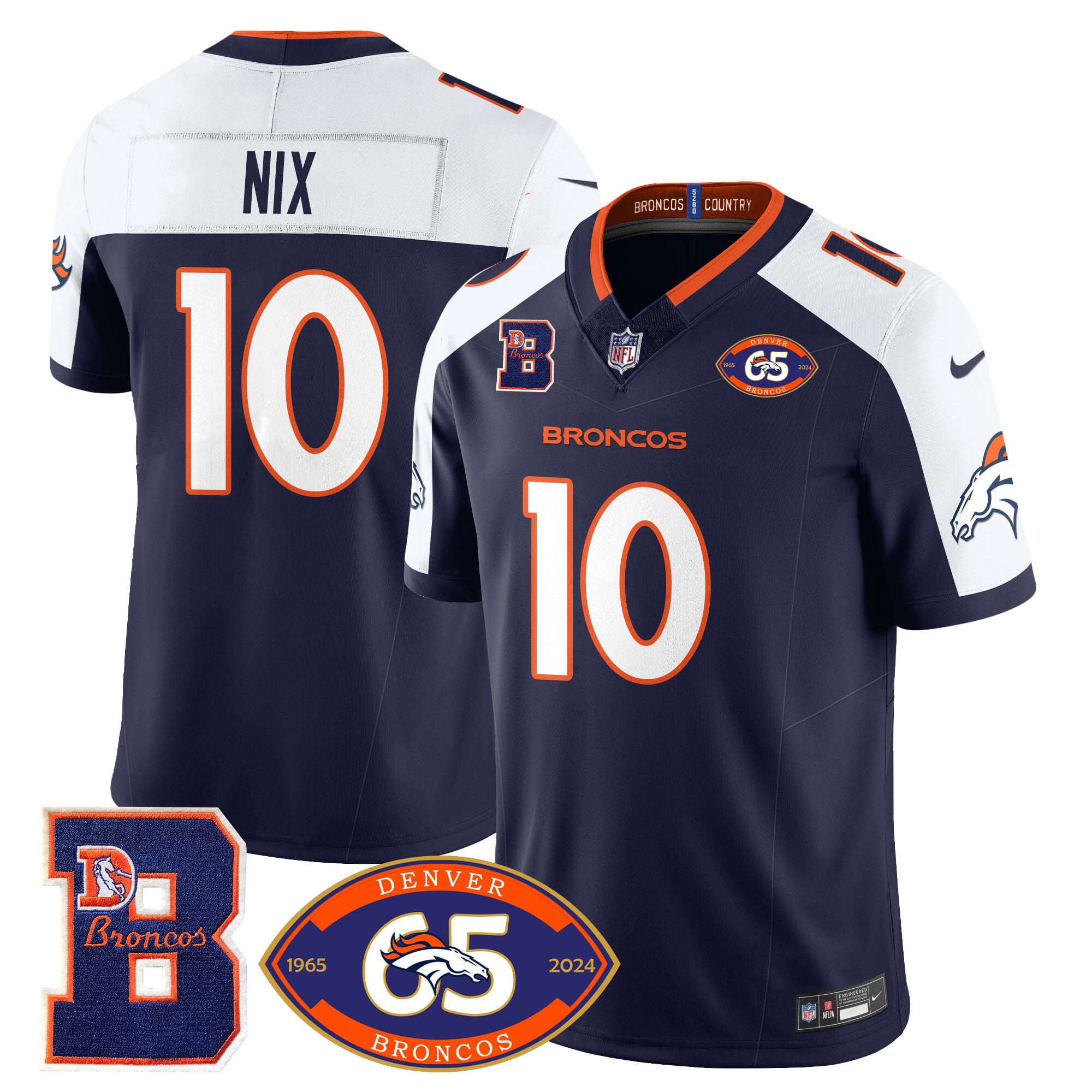 Broncos Nix Navy Jersey - Nike Broncos Nix #10 Navy Jersey - 65th