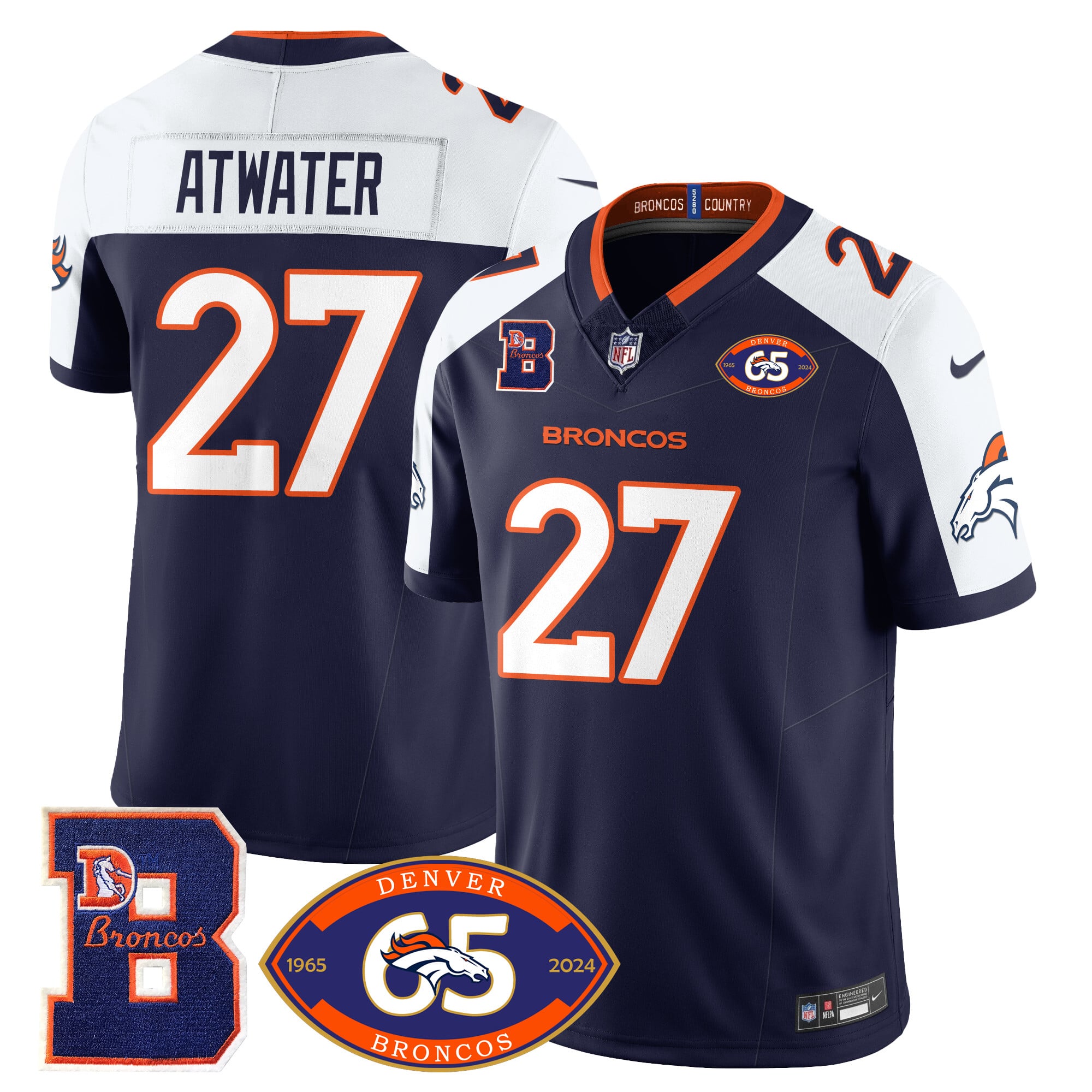 Alternative view of Broncos Nix Navy Jersey - Nike Broncos Nix #10 Navy Jersey - 65th