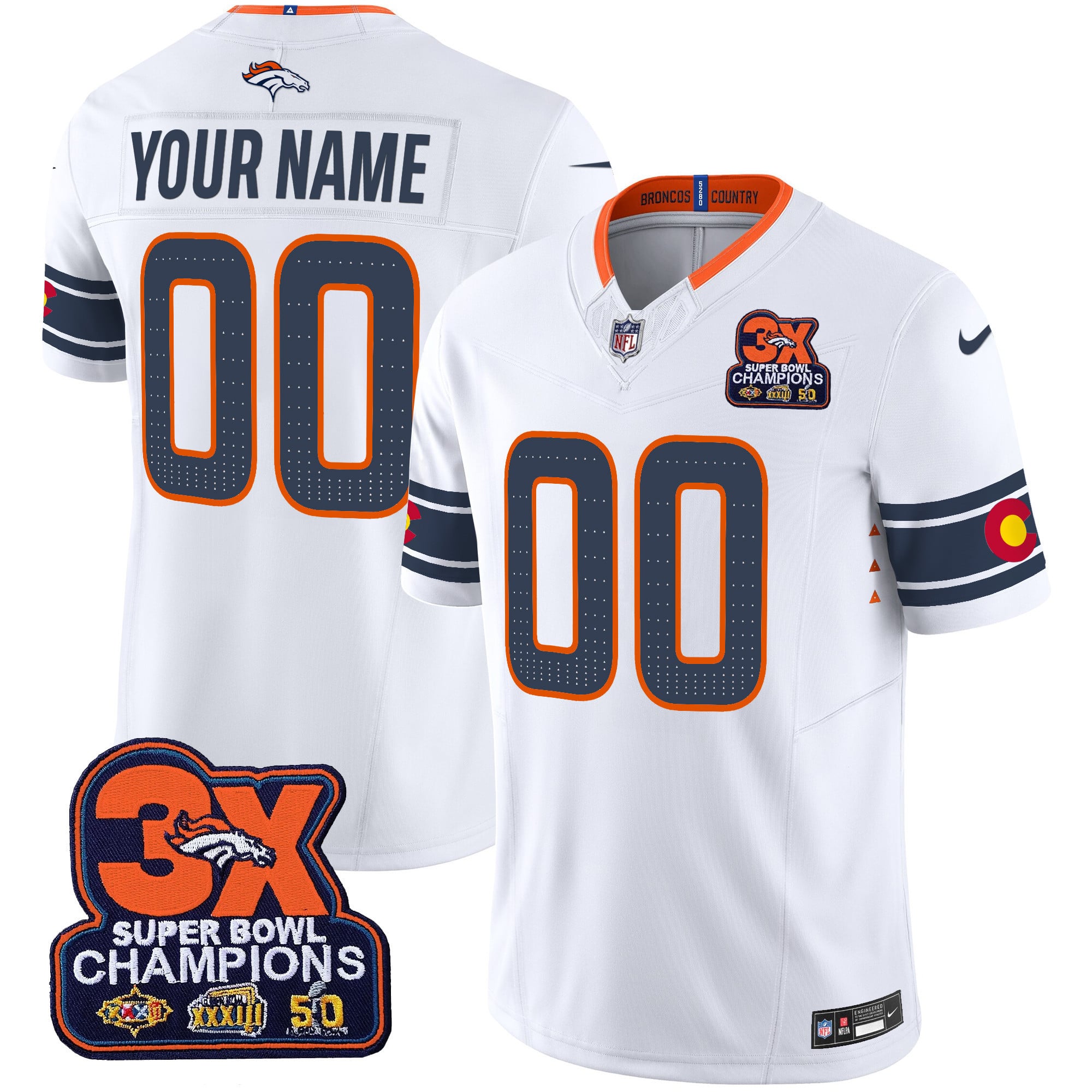 Alternative view of Broncos Orange Custom Jersey nike - Nike Broncos Orange Custom Jersey