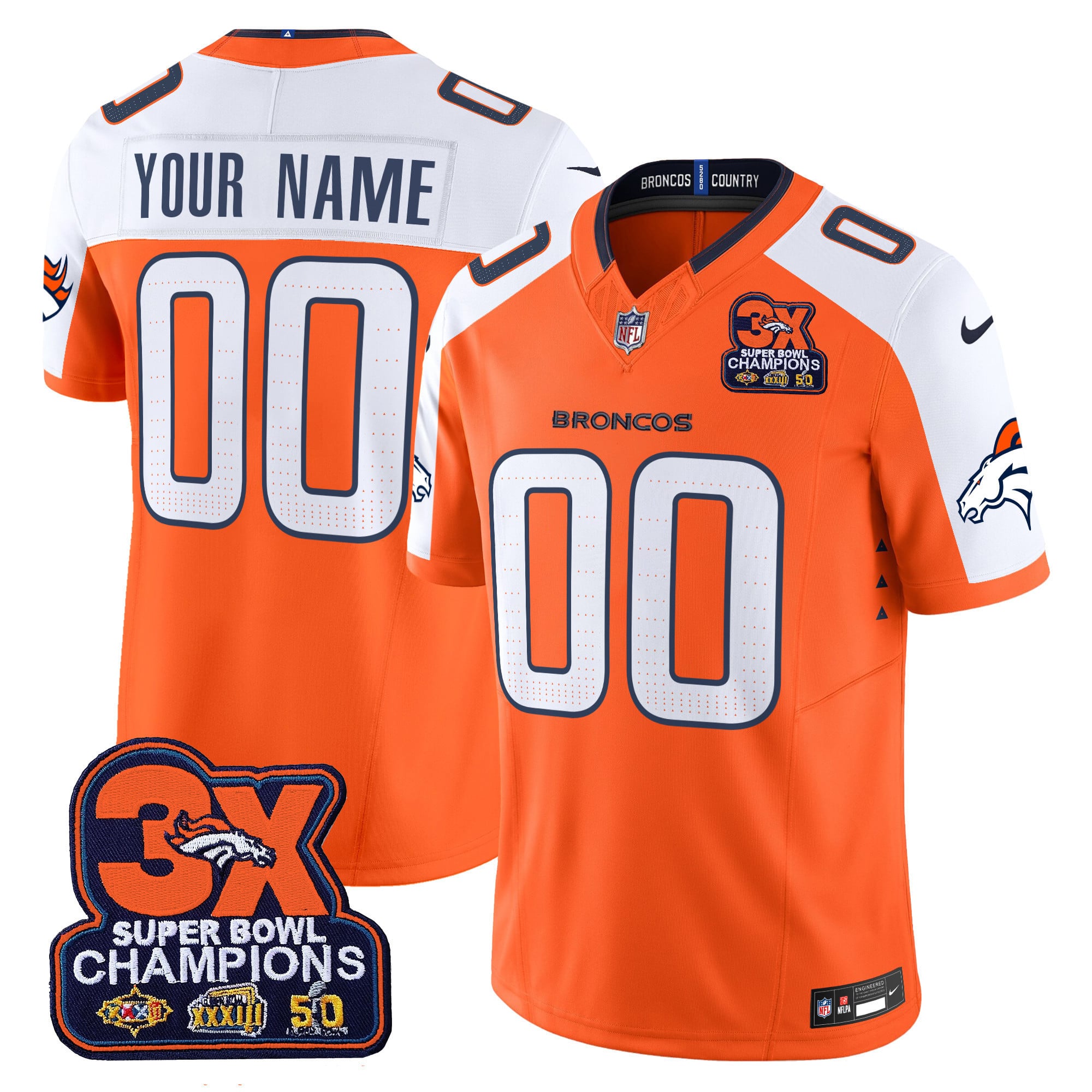 Alternative view of Broncos Super Bowl Jersey - Nike - Personalized Navy & White