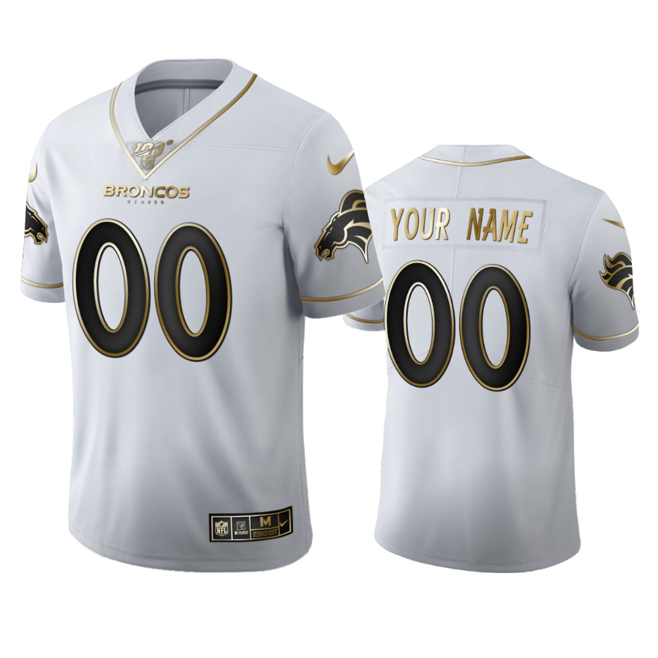 Broncos White Gold Jersey - Nike Broncos White Gold Custom Jersey