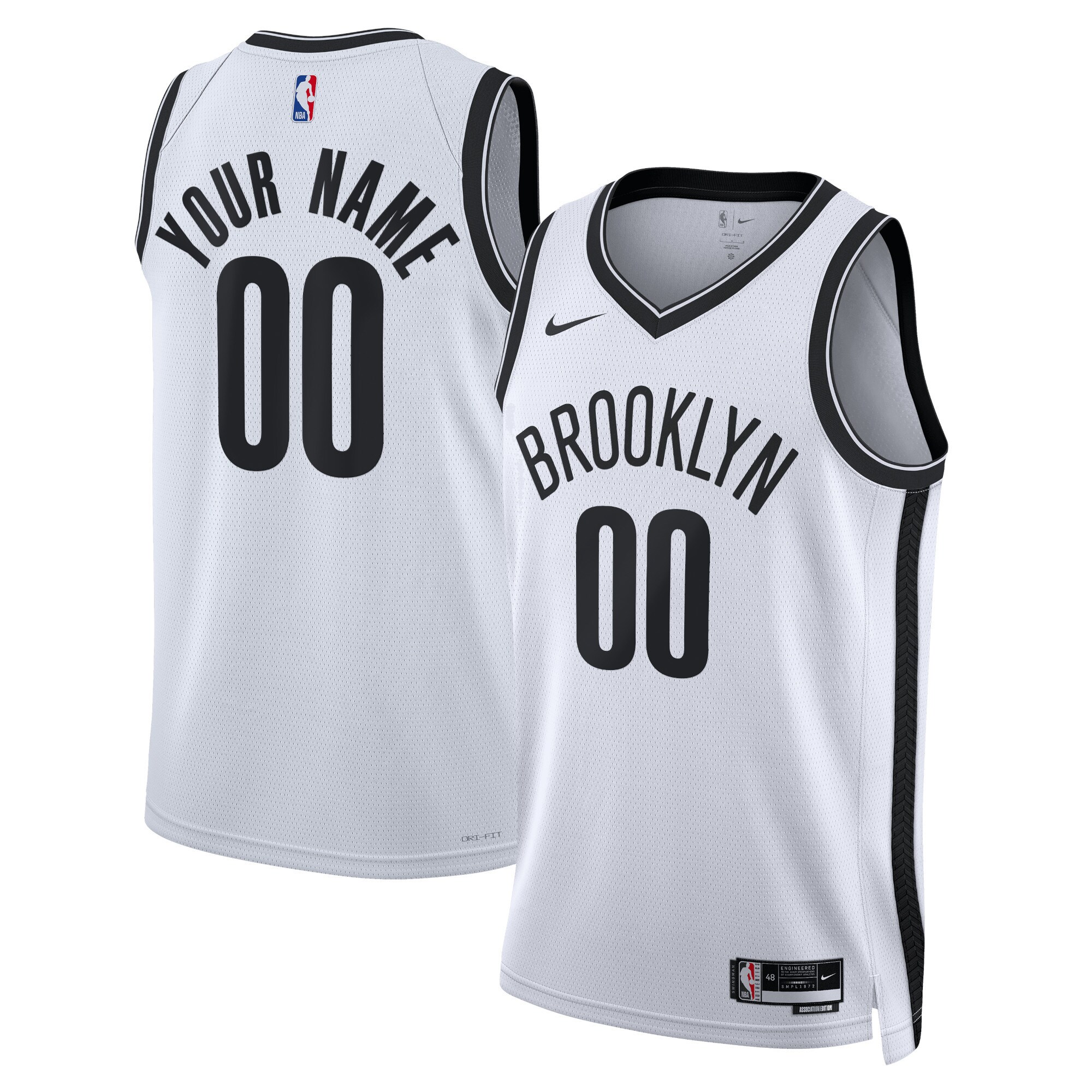Alternative view of brooklyn Nike Nets White Custom Jersey - Nike Brooklyn Nets White
