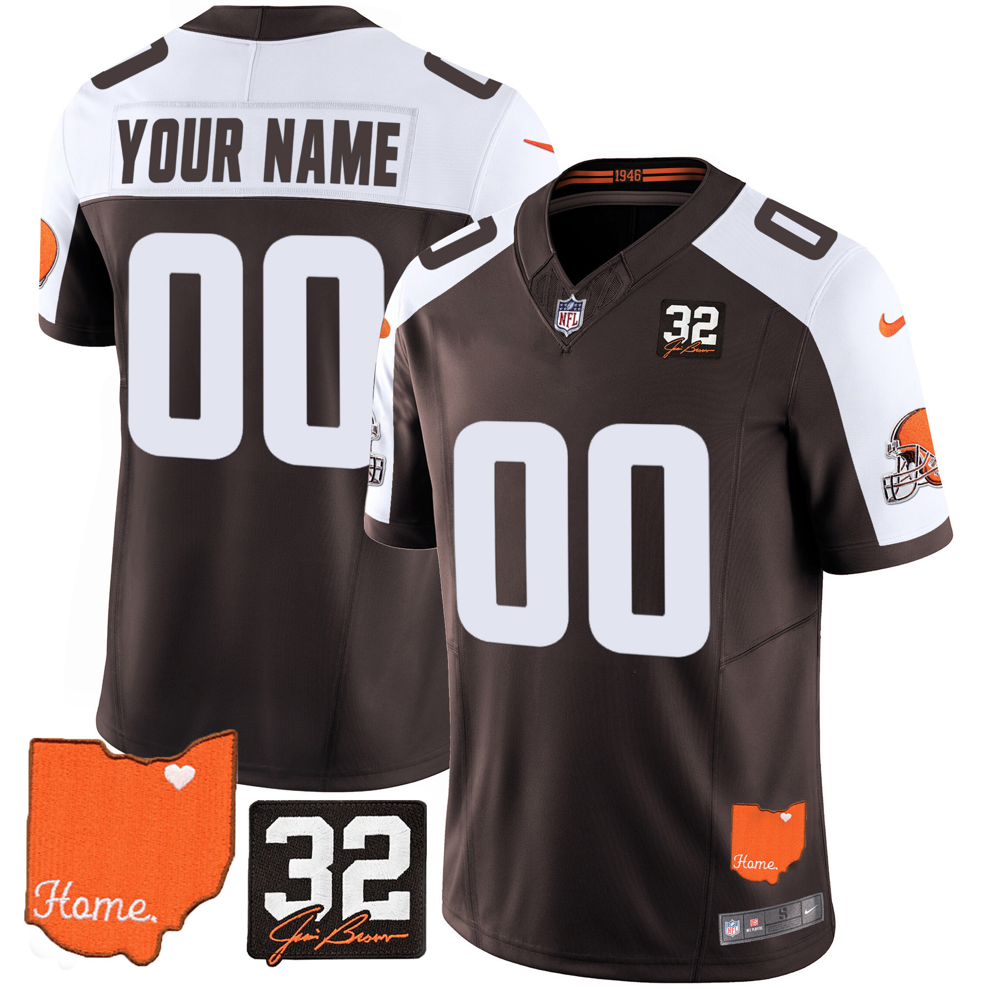 Browns ‘Home’ Custom Jersey - Nike - Brown & White
