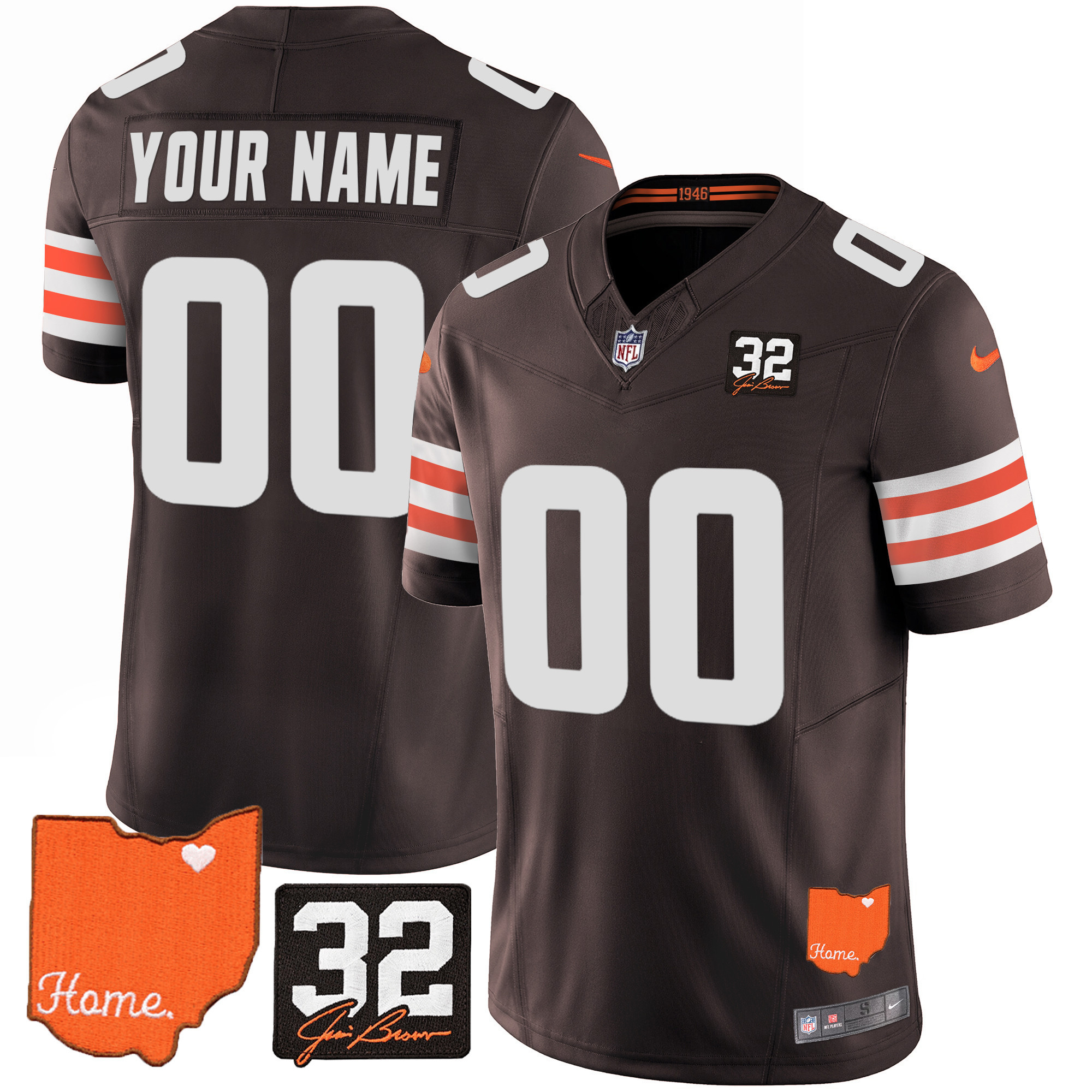 Alternative view of Browns ‘Home’ Custom Jersey - Nike - Brown & White