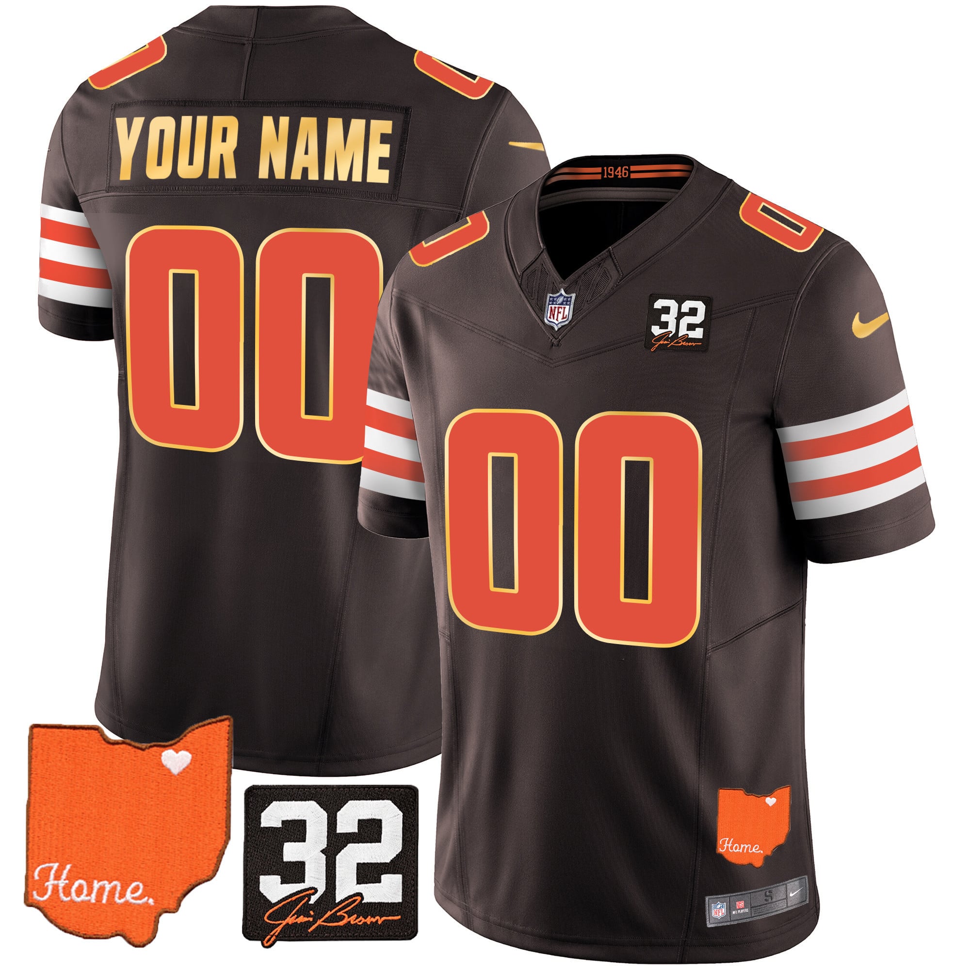 Alternative view of Browns Custom Brown Jersey - Nike - Show Your Pride!