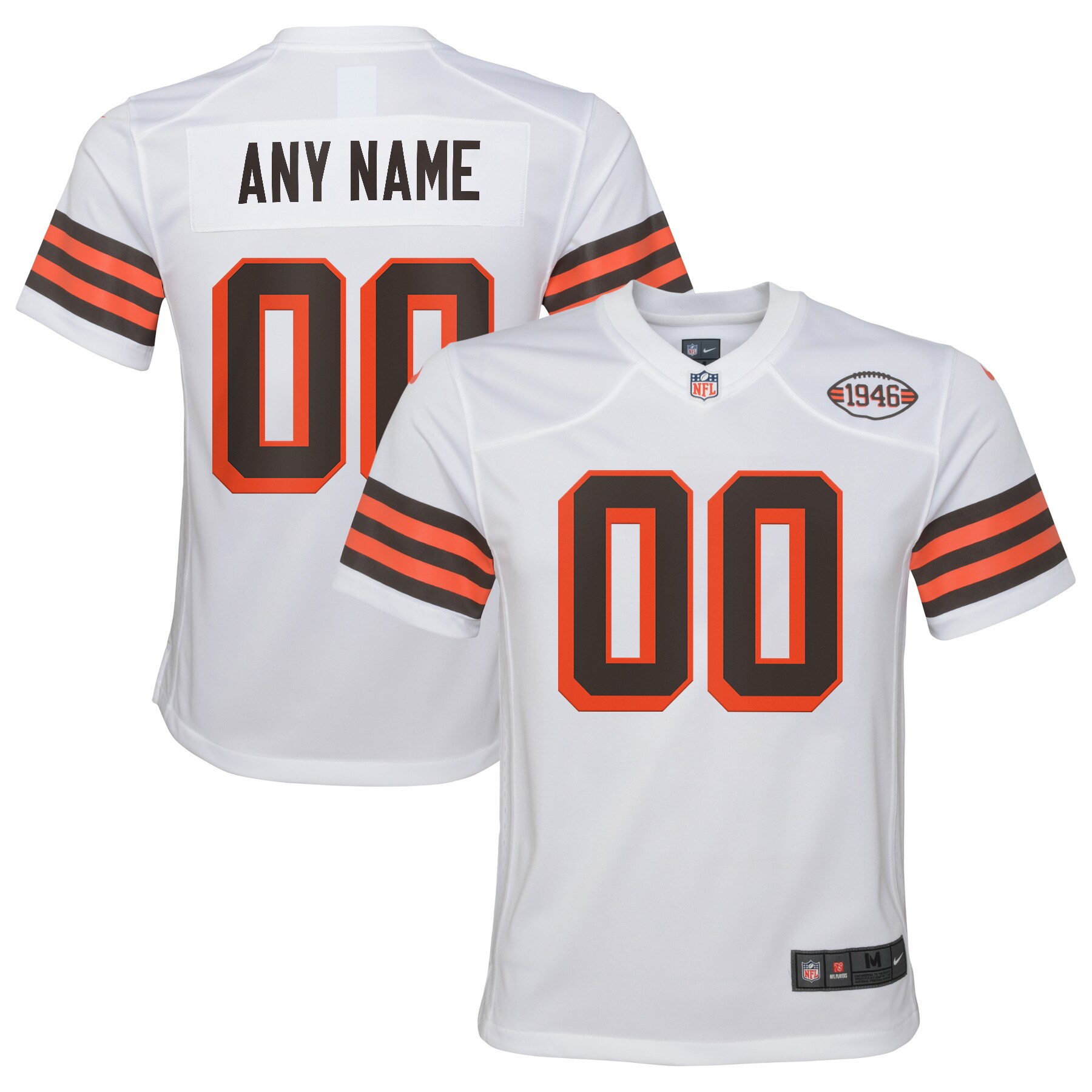 Alternative view of Browns White Throwback Jersey - Nike - Custom NFL
