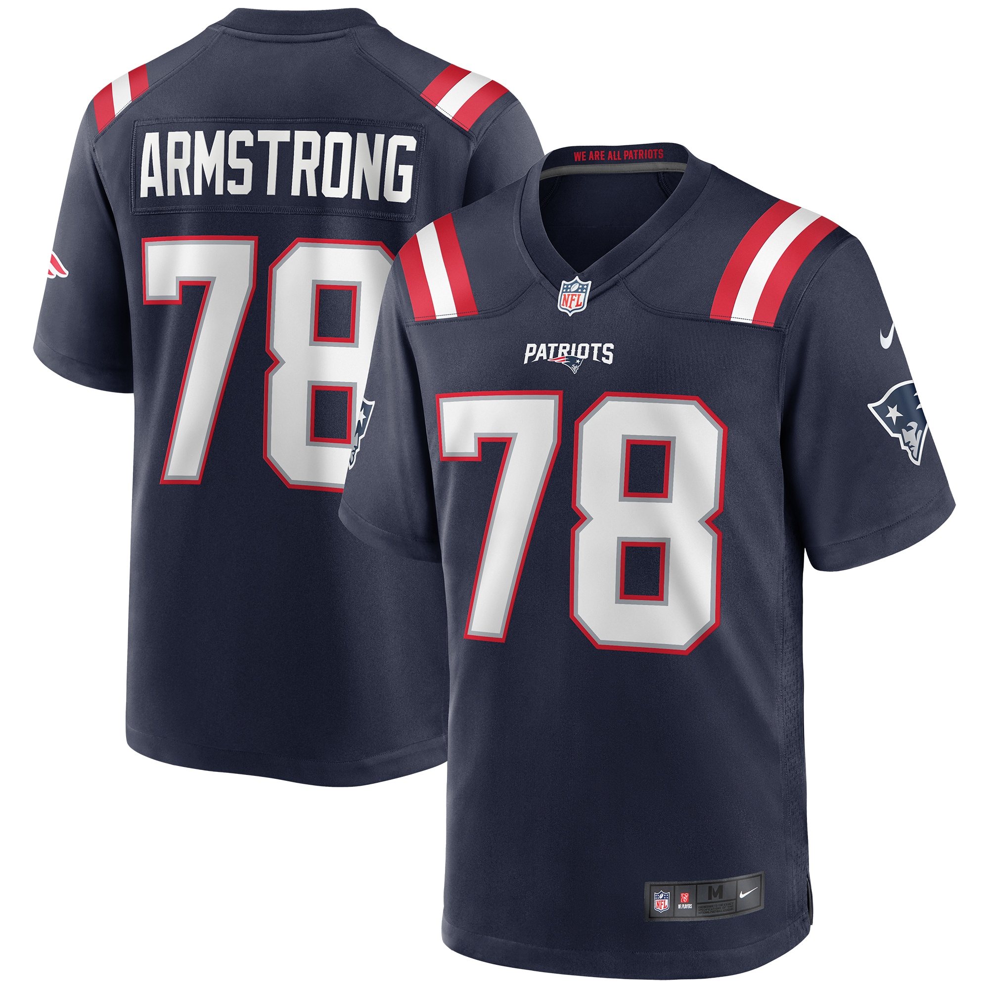 Bruce Armstrong New England Patriots Game Retired Player Jersey - Navy