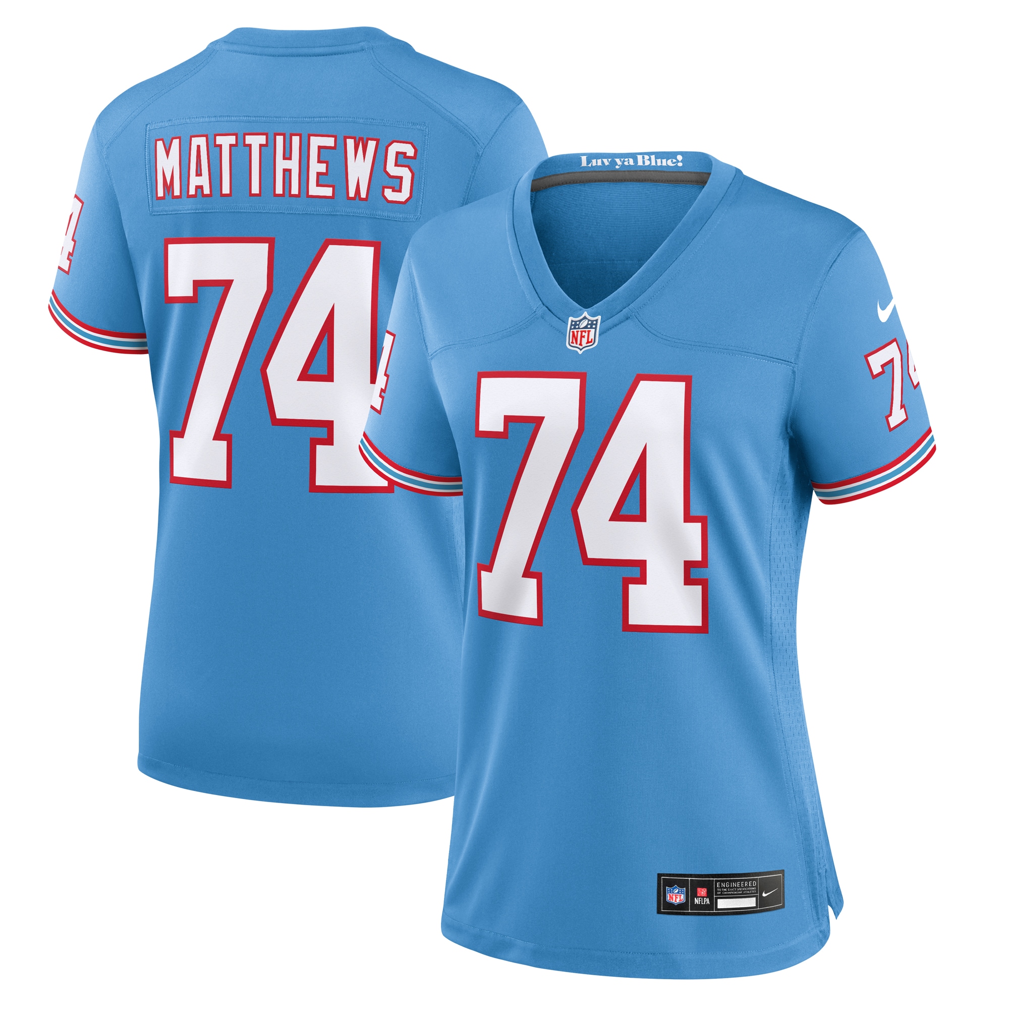 Bruce Matthews Tennessee Titans Women's Oilers Throwback Retired Player Game Jersey