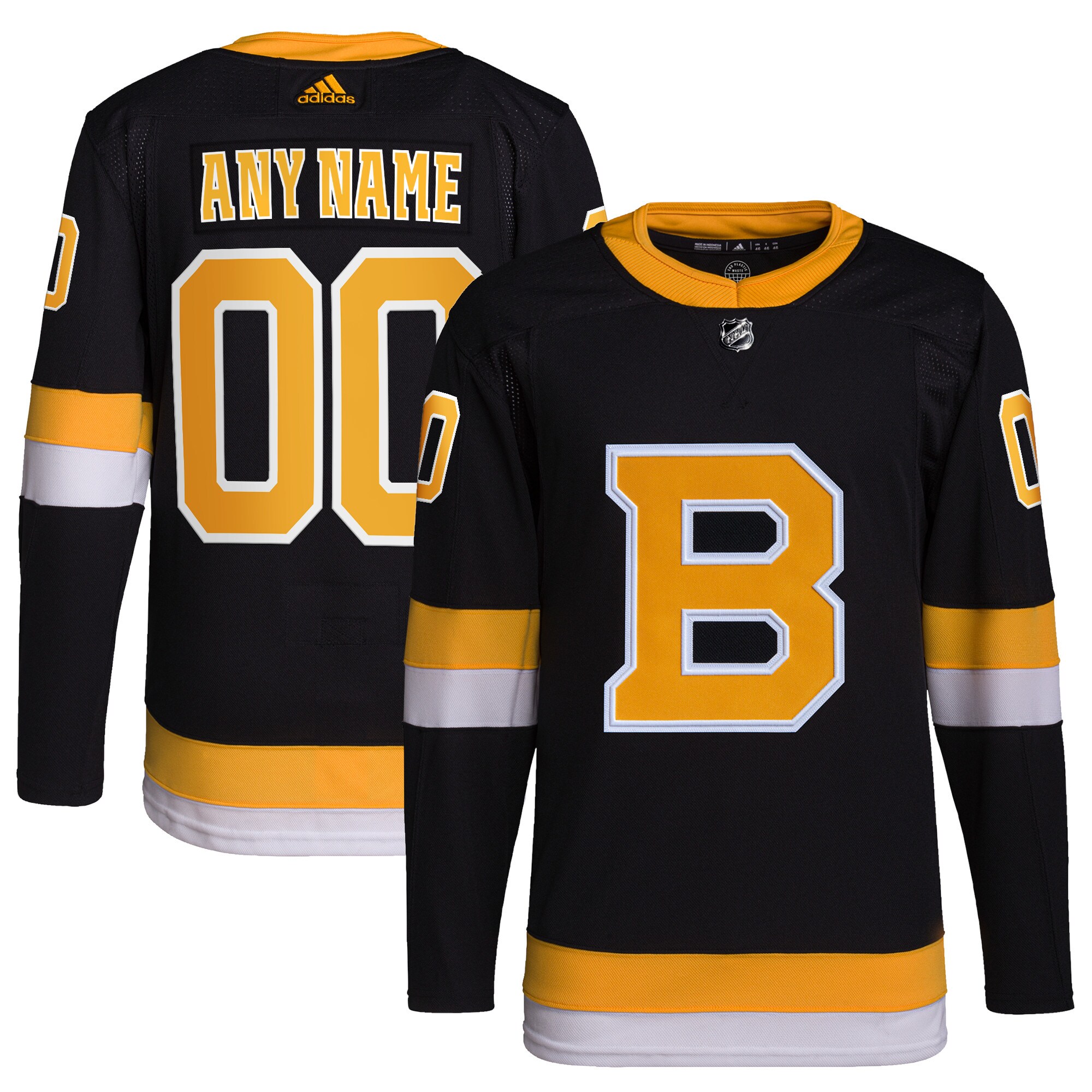 Bruins Customizable Black Jersey - Adidas