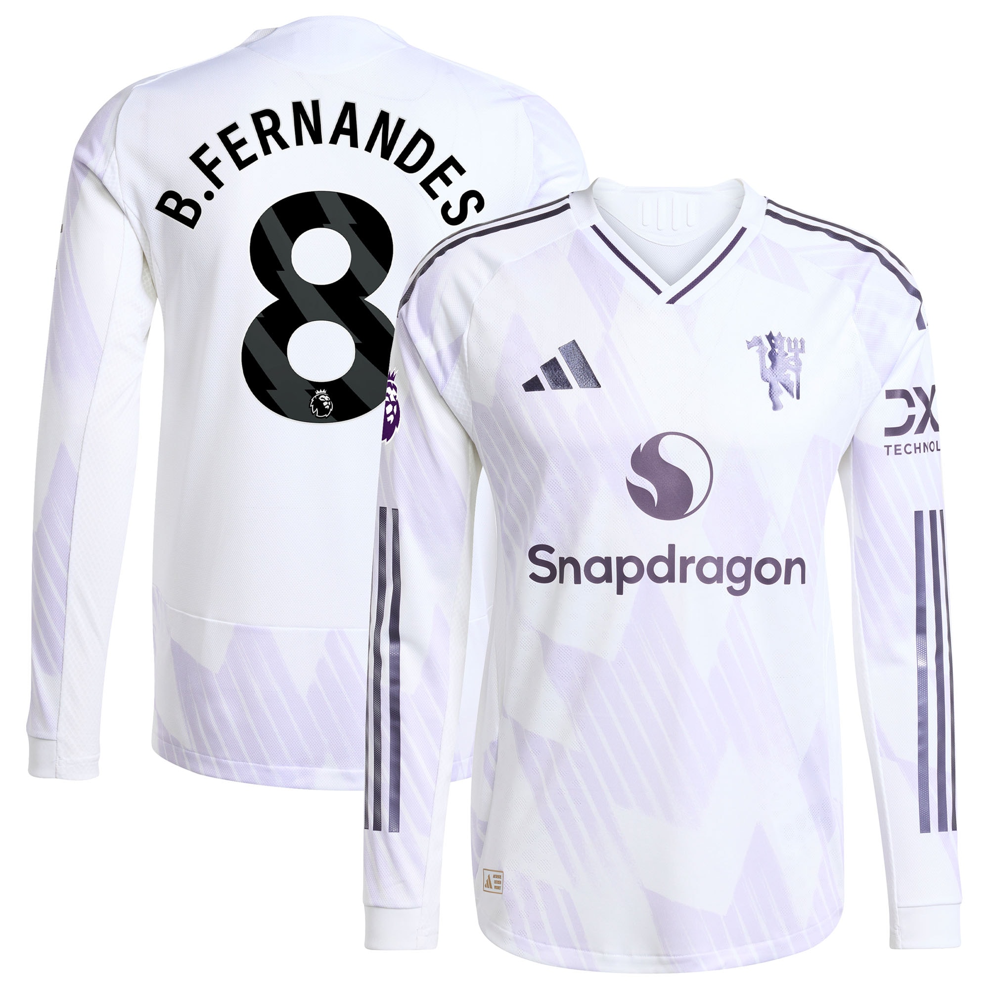 Bruno Fernandes Manchester United 2025/26 Away Long Sleeve Player Jersey - White