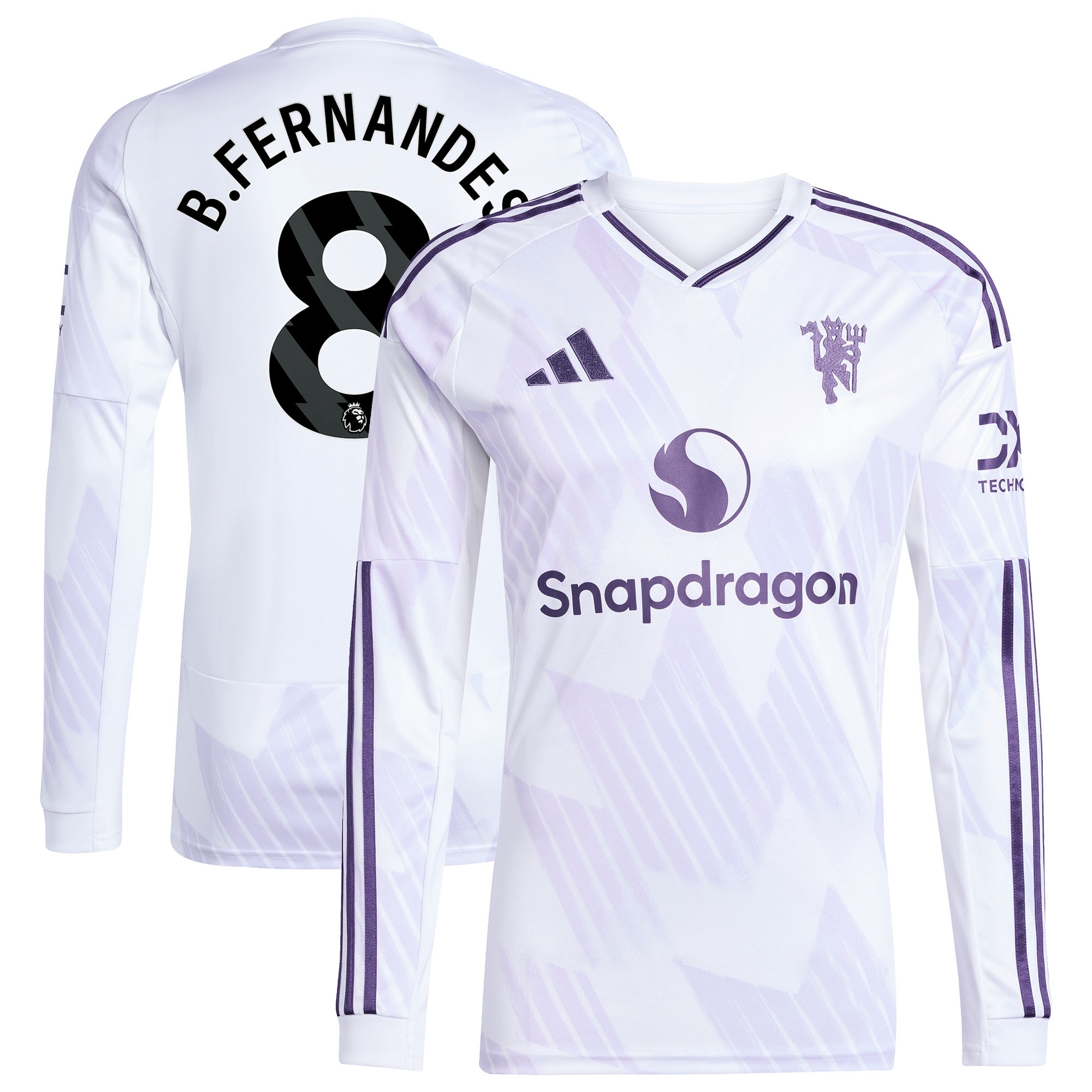 Bruno Fernandes Manchester United 2025/26 Away Long Sleeve Player Jersey - White
