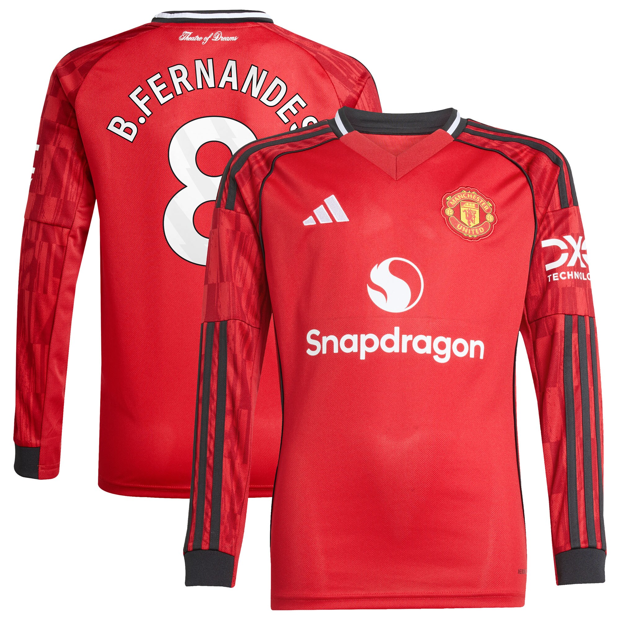 Bruno Fernandes Manchester United Youth Home 2025/26 Player Long Sleeve Jersey - Red