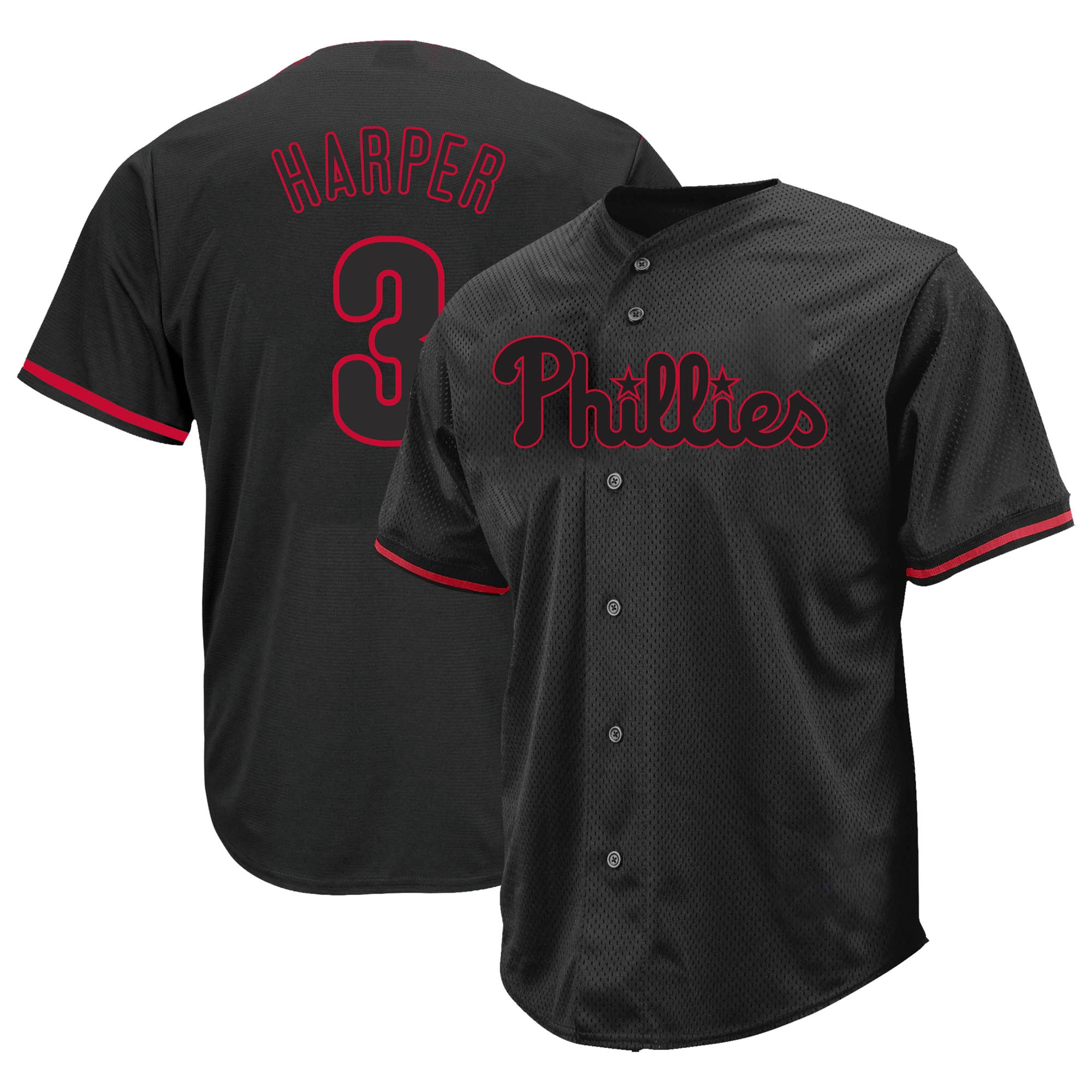 Bryce Harper Philadelphia Phillies Profile Big & Tall Pop Fashion Jersey - Black