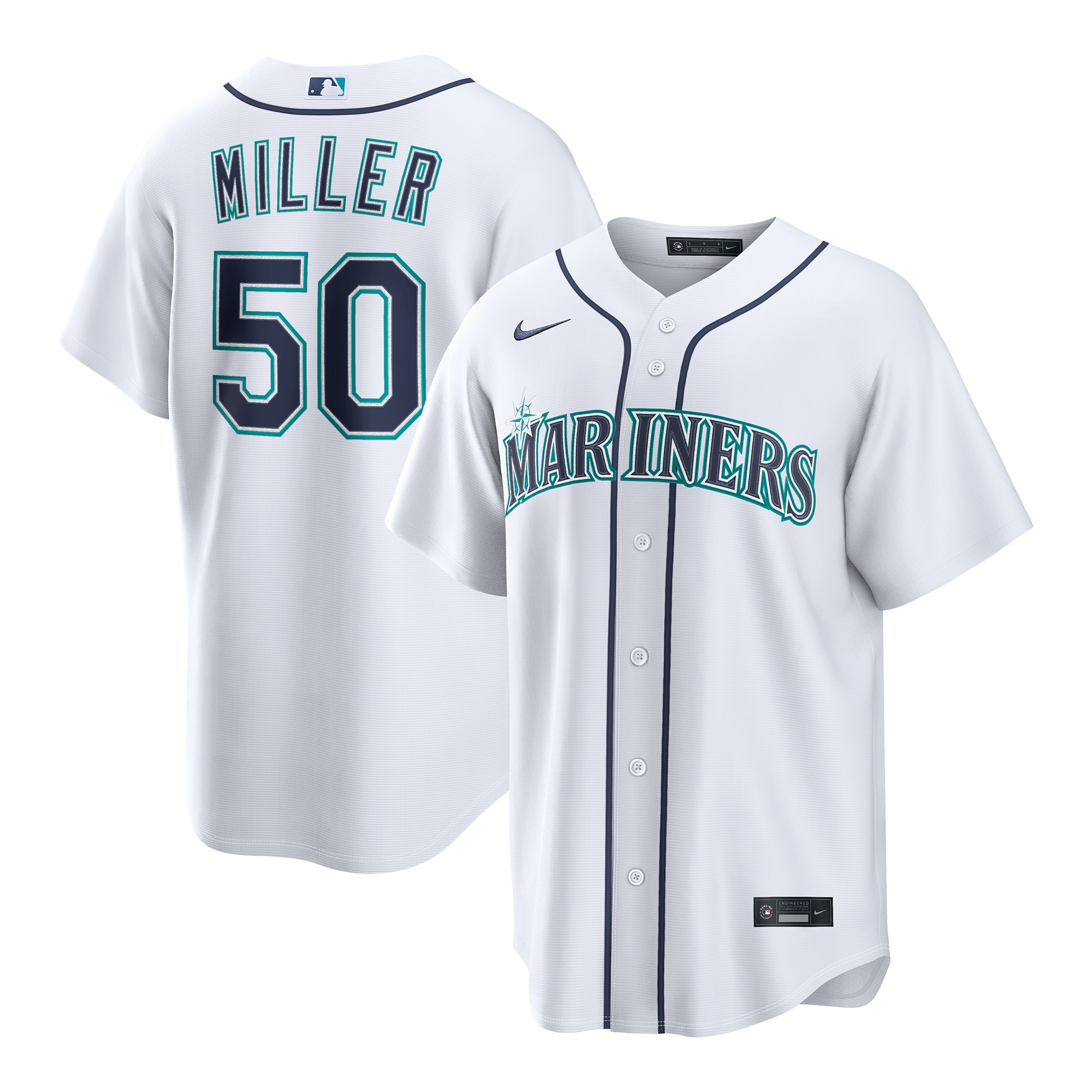 Bryce Miller Seattle Mariners Home Jersey - White