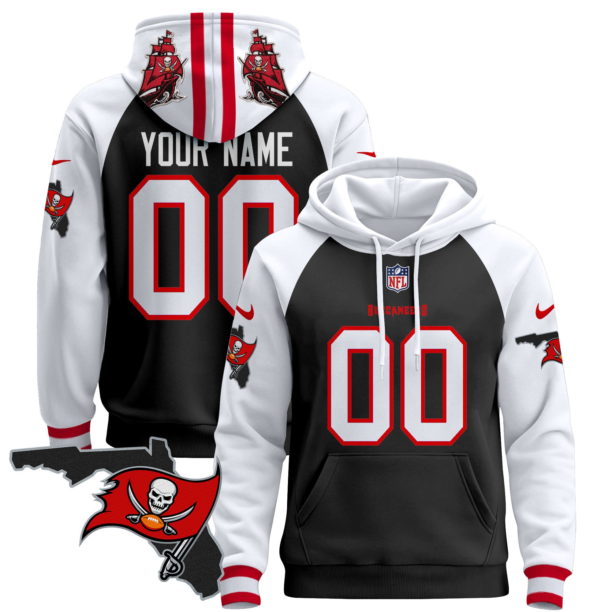 Buccaneers Black Hoodie - Nike - Custom NFL Jersey Style