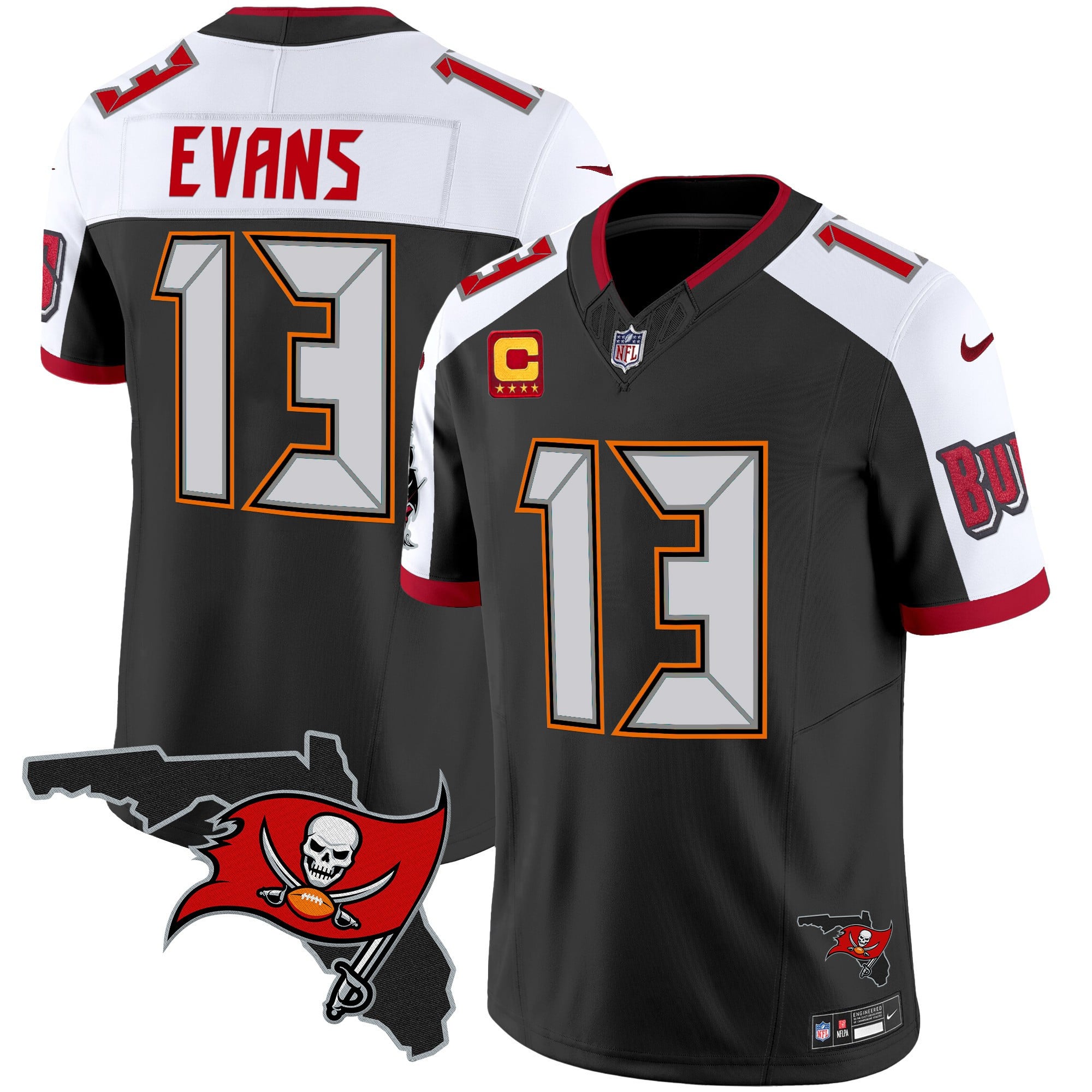 Alternative view of Buccaneers Brady Black Jersey - Nike Buccaneers Brady #12 Black
