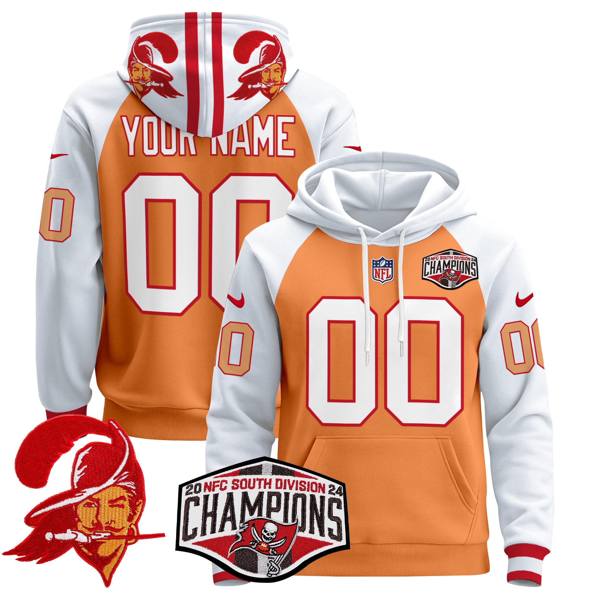 Buccaneers Champions Orange Hoodie - Custom Buccaneers Orange & White