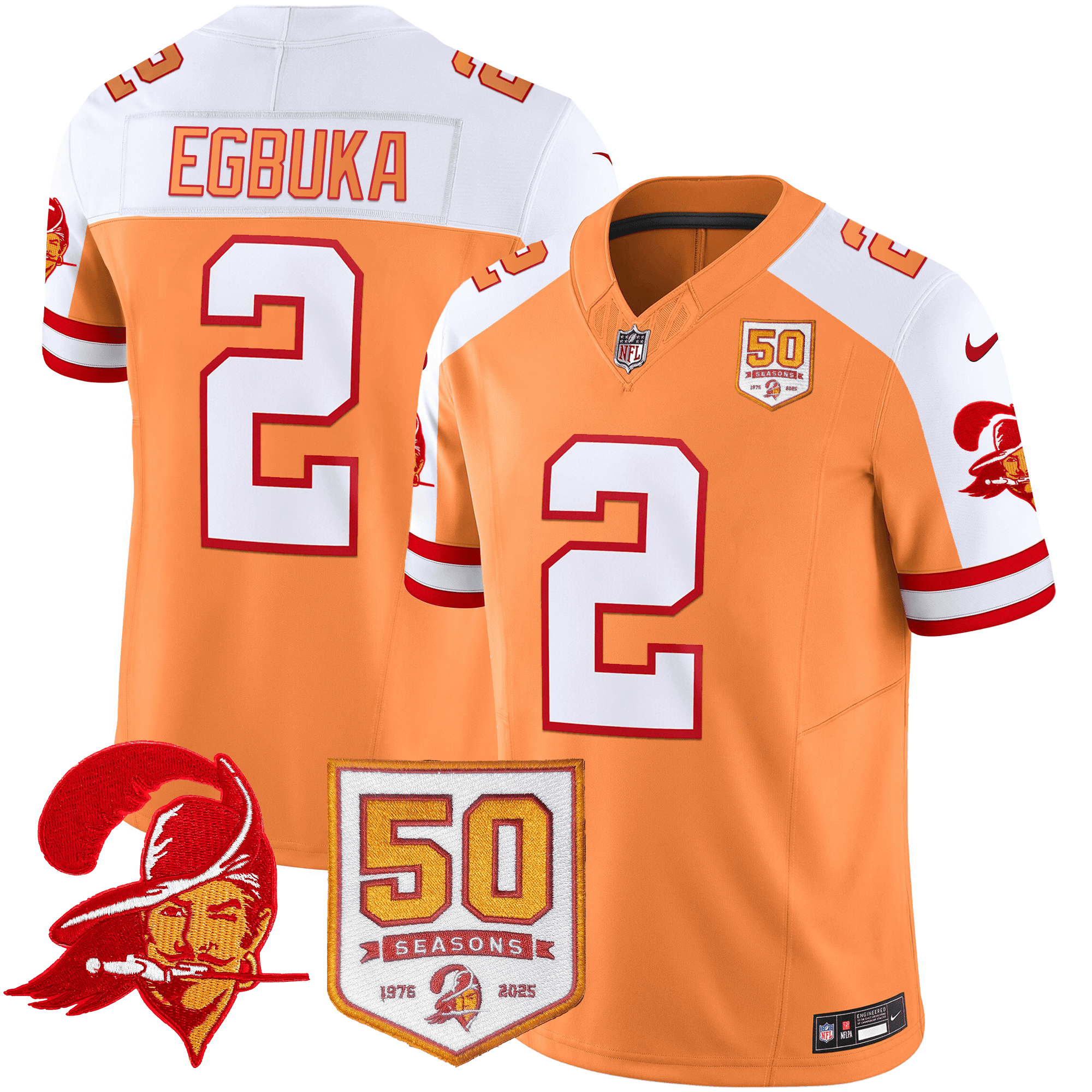 Buccaneers Egbuka #2 Jersey - Nike - 50th Season Throwback