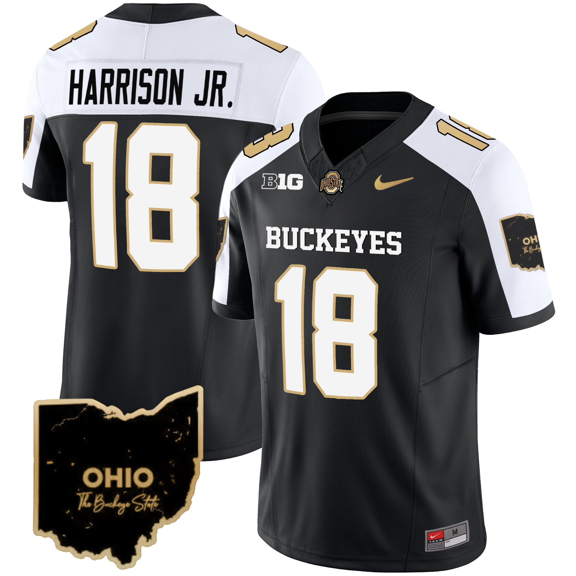 Buckeyes Harrison Jr Black Jersey - Nike Buckeyes Harrison Jr. #18