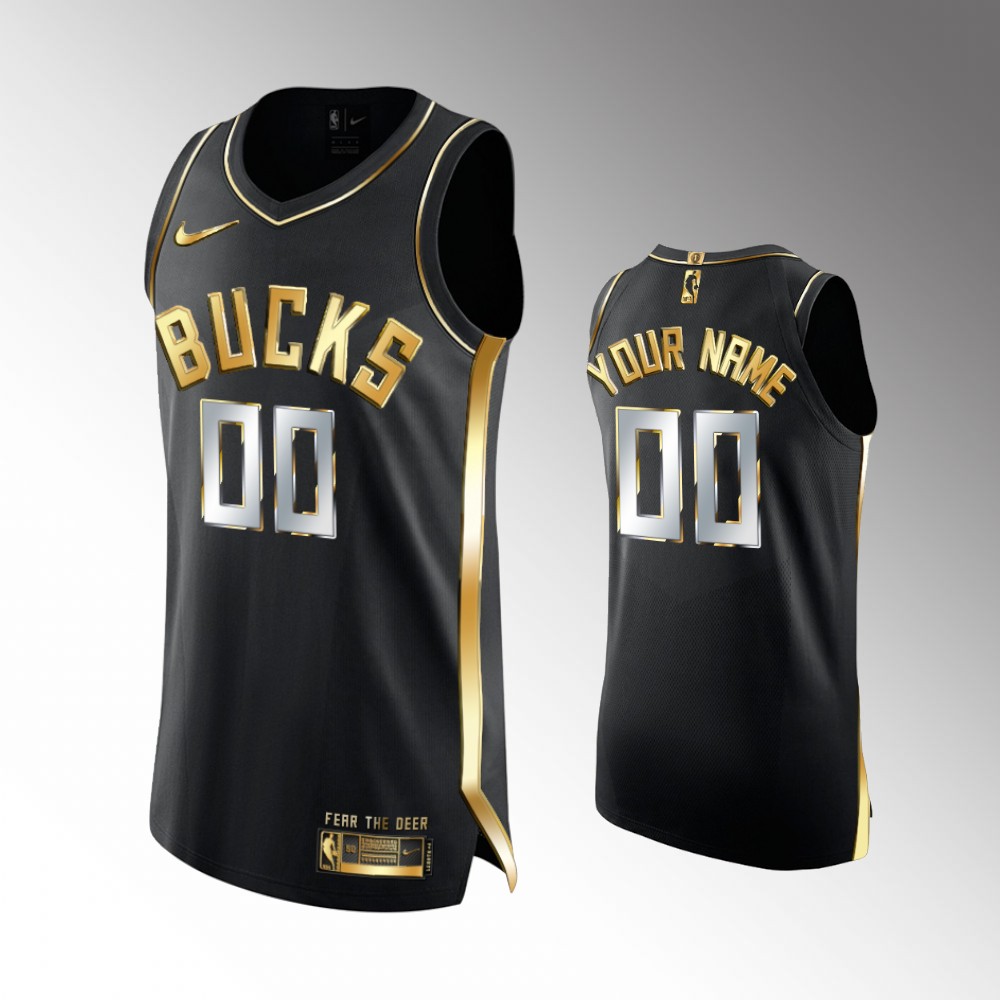 Bucks Black Gold Custom Jersey - Nike Bucks Black & Gold Custom Jersey
