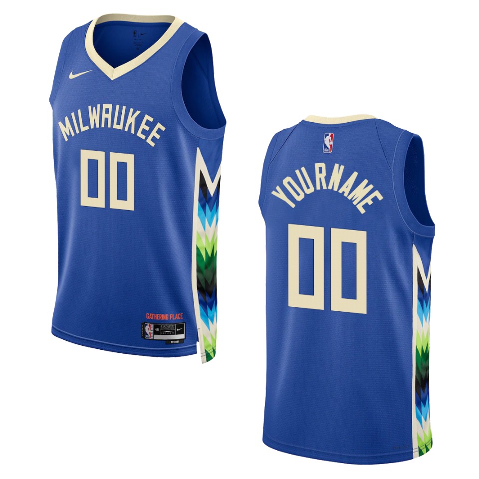 Bucks Blue Custom Jersey nike - Nike Bucks Blue Custom Jersey