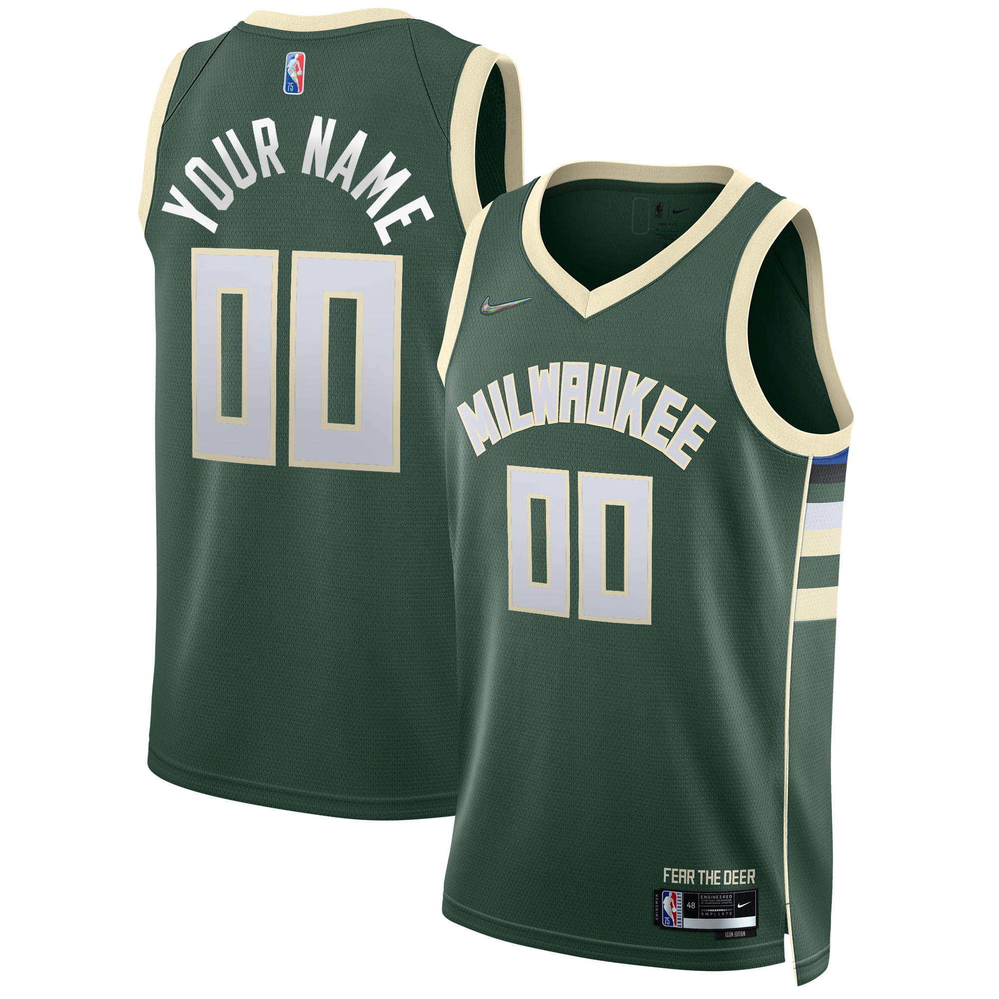 Bucks Green Custom Jersey nike - Nike Bucks Green Custom Jersey - Icon