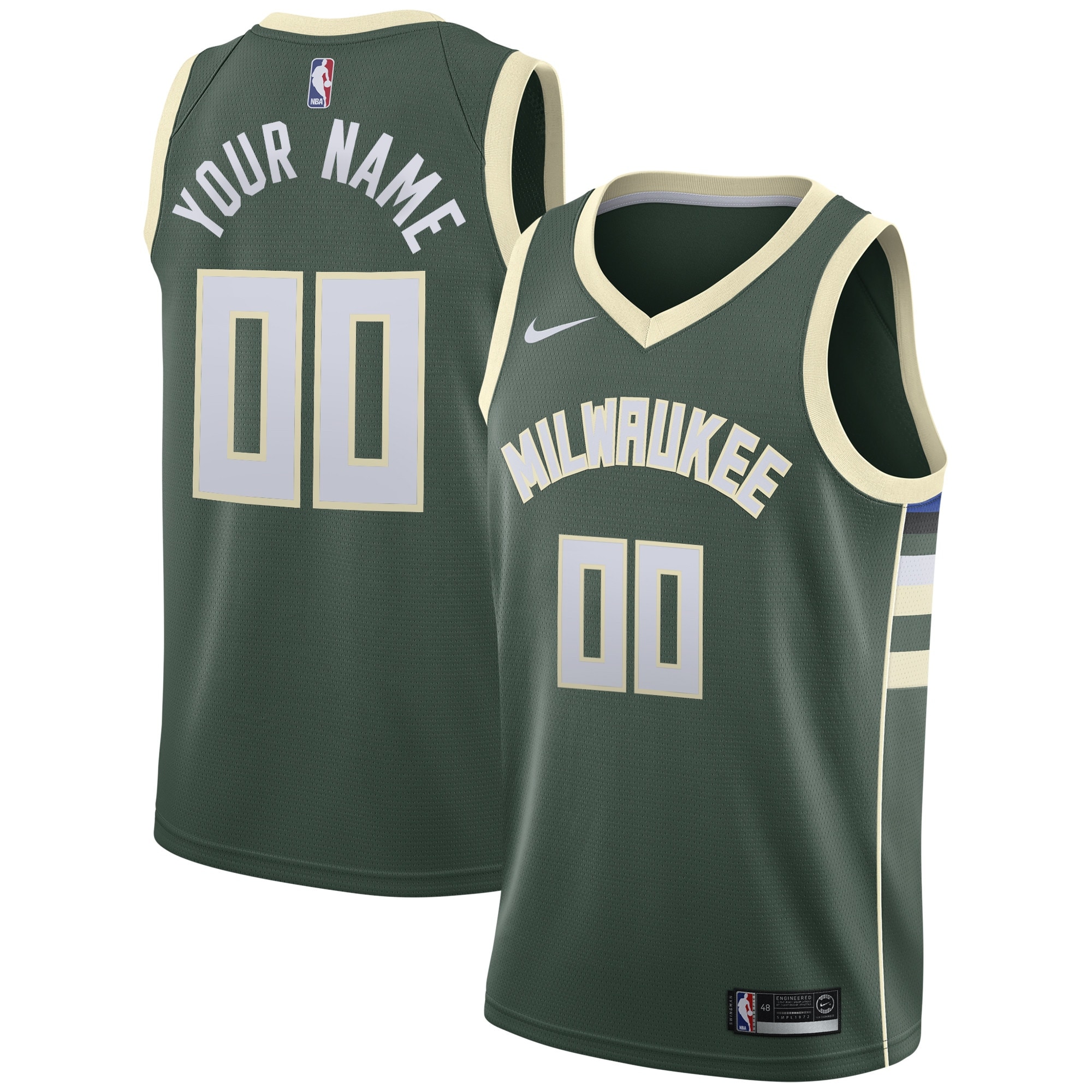 Bucks Olive Green Jersey - Nike Bucks Olive Green Custom Jersey