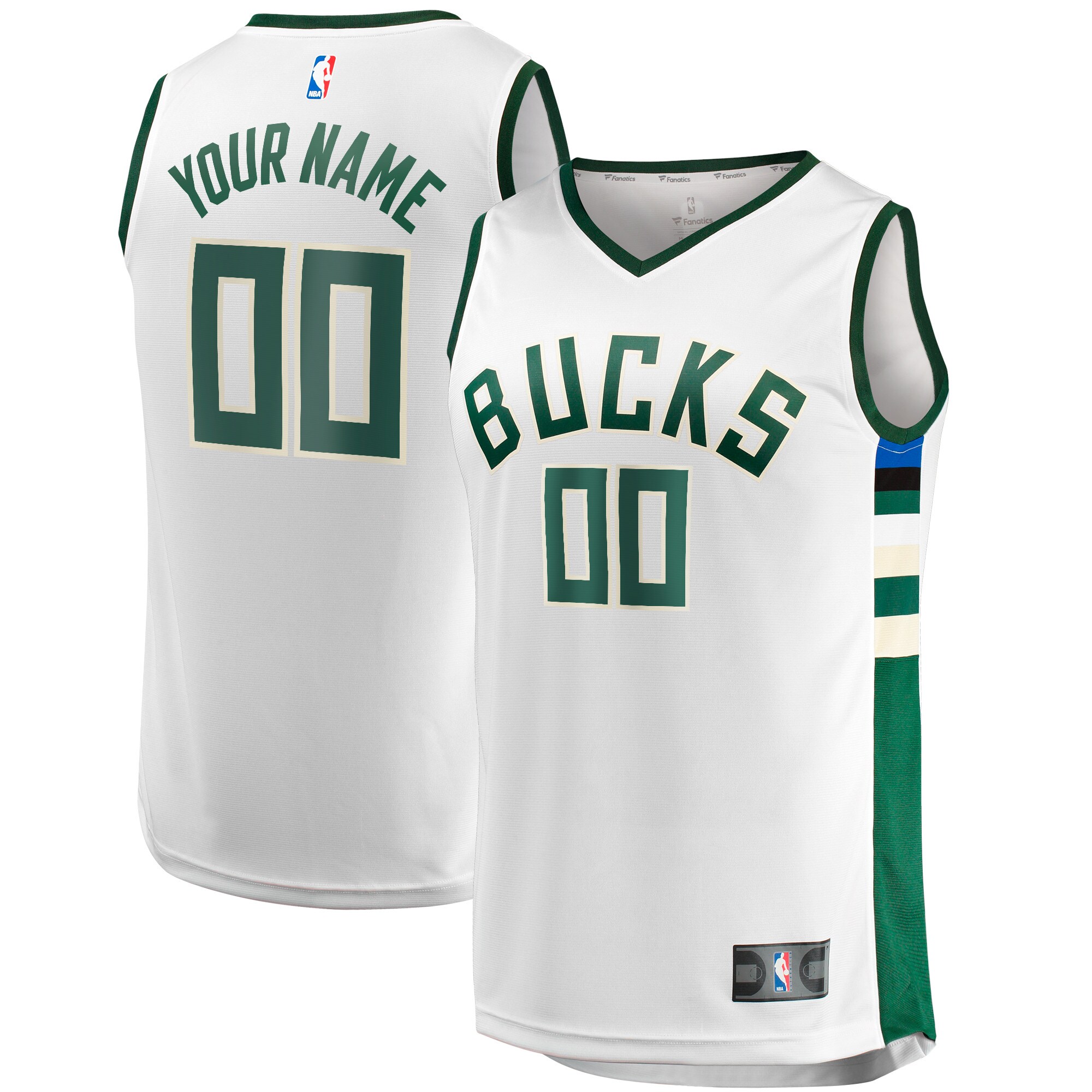 Alternative view of Bucks White Custom Jersey fanatics - Fanatics Bucks White Custom