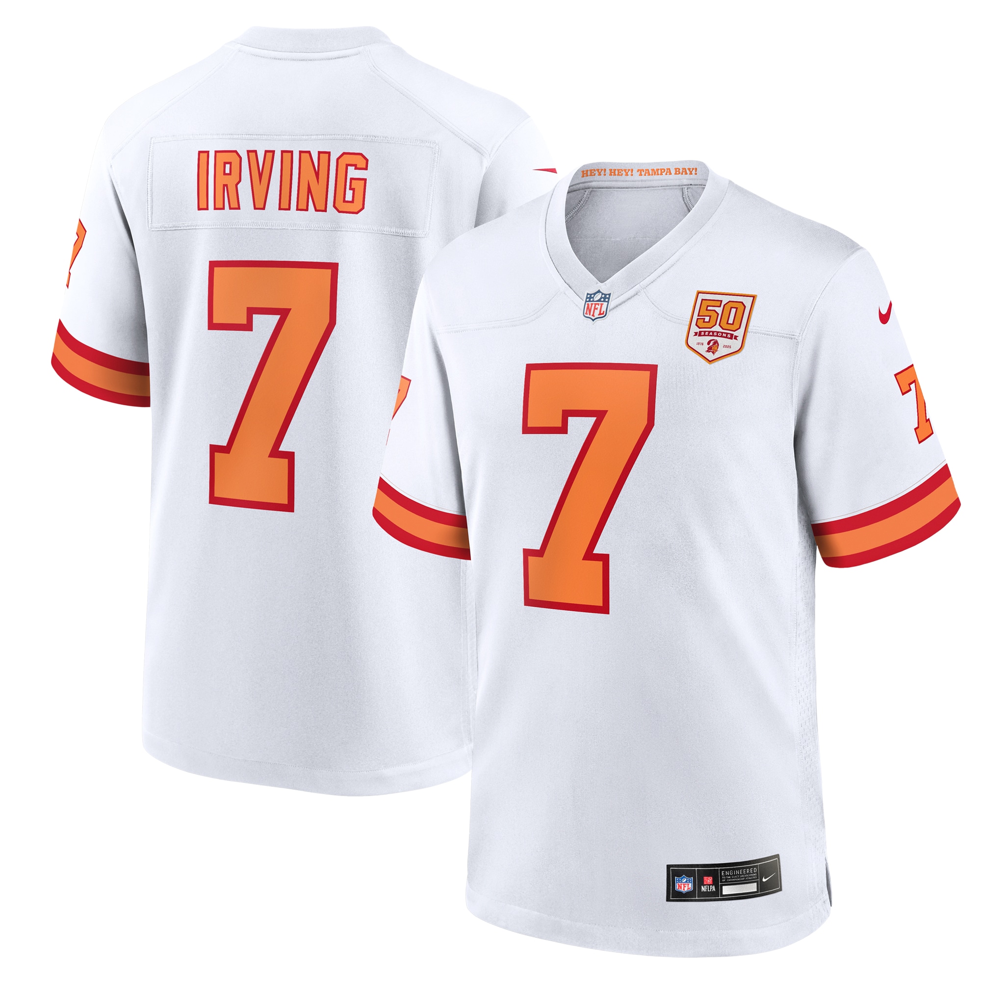 Bucky Irving '76 Tampa Bay Buccaneers 50th Season Game Jersey - White