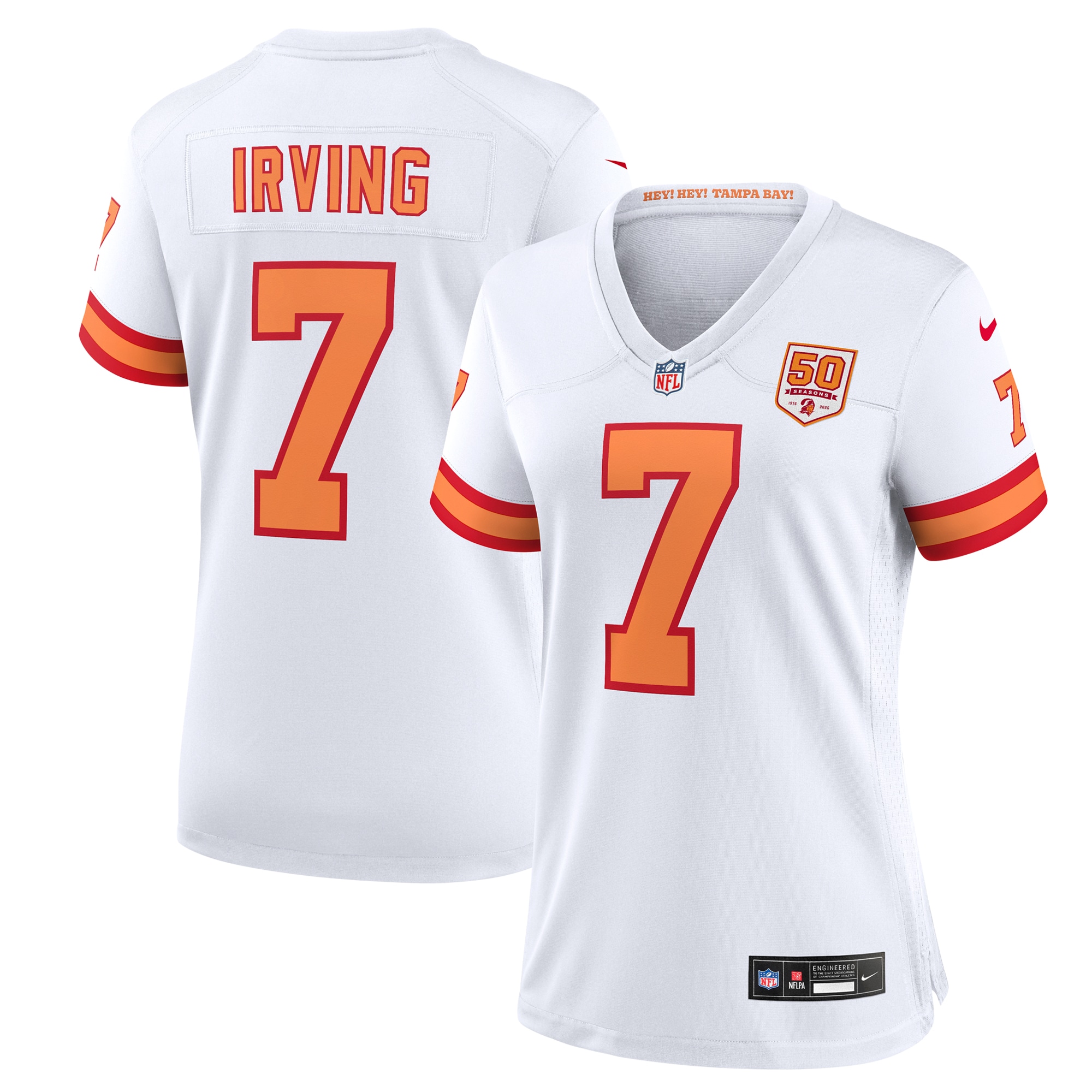 Bucky Irving '76 Tampa Bay Buccaneers Women's 50th Season Game Jersey - White