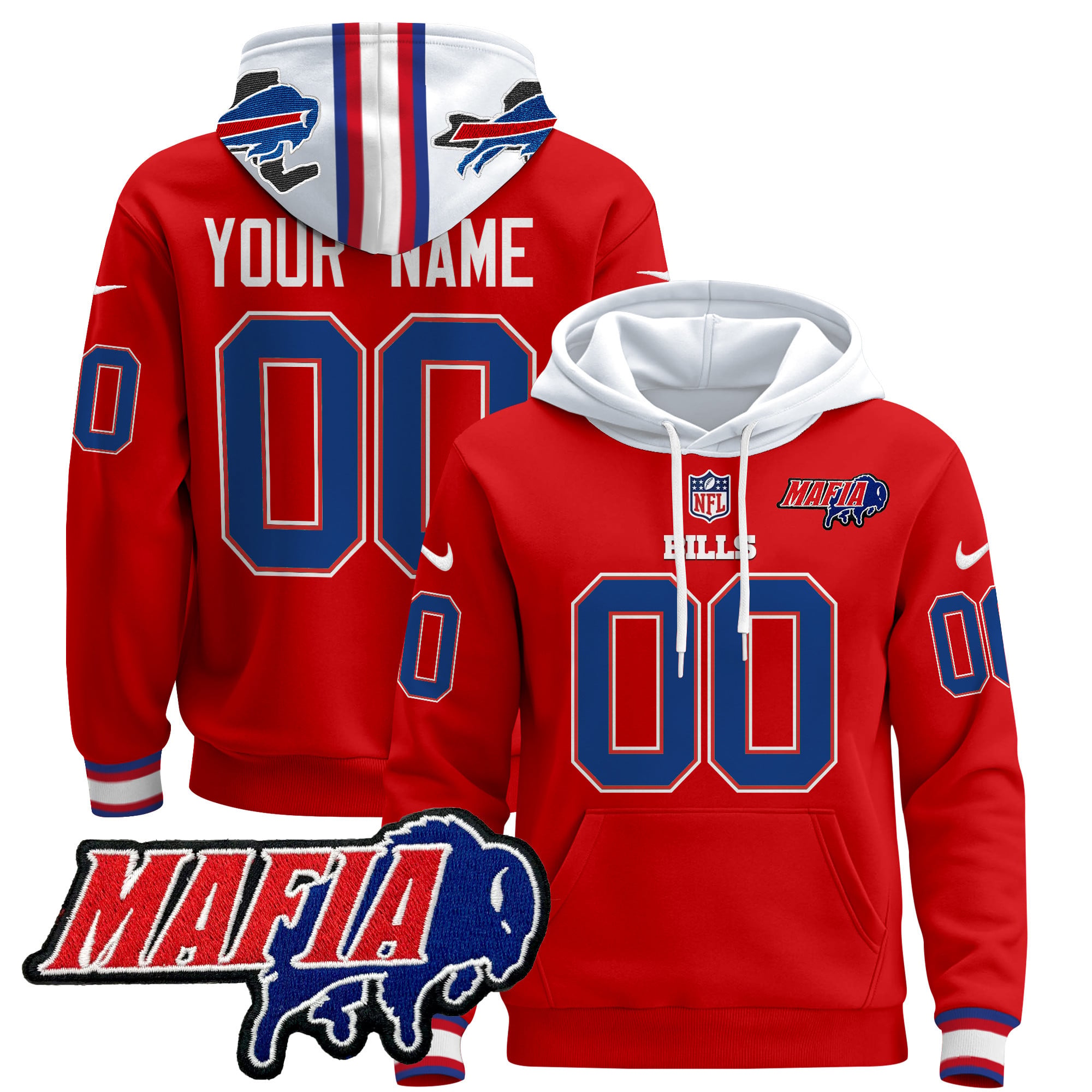 Alternative view of Buffalo Bills Mafia Blue Hoodie - Custom NFL Style