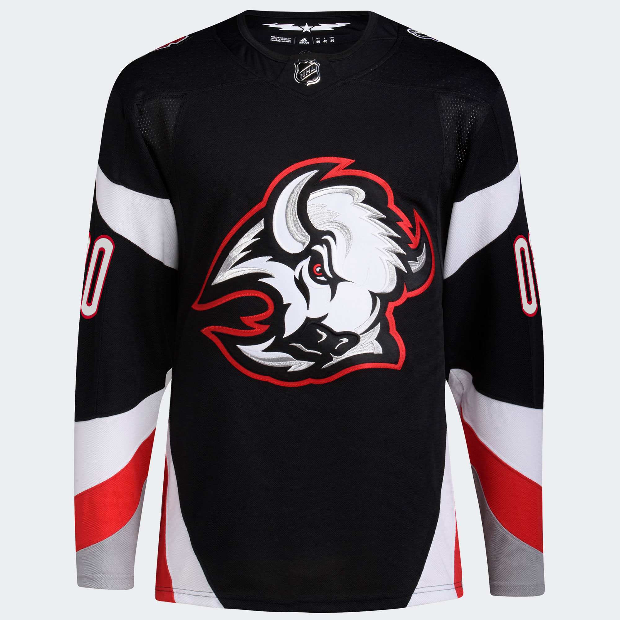 Alternative view of Buffalo Sabres Black Jersey - Adidas Buffalo Sabres Custom Black